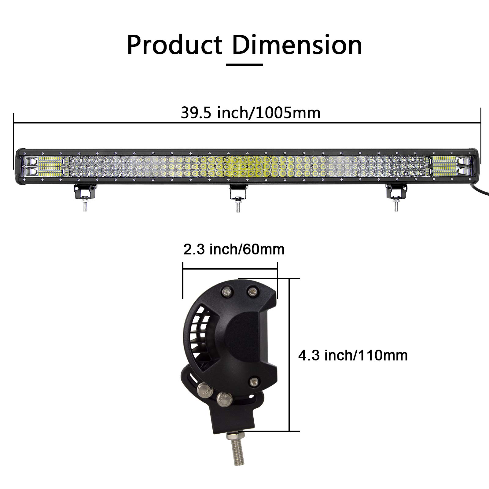 PICAA Arbeitsscheinwerfer 39 Zoll 100.5CM 540W LED Lichtbalken 12V Mit Kabelbaum - Zusatzscheinwerfer Bar Spot Flutlicht für SUV Offroad ATV UTV Traktor 4x4 Auto