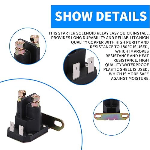 Miniatura 4 de Solenoide de arranque compatible con John Deere AM138068 MTD 725-04439, apto para tractor cortacésped John Deere MTD Cub Cadet