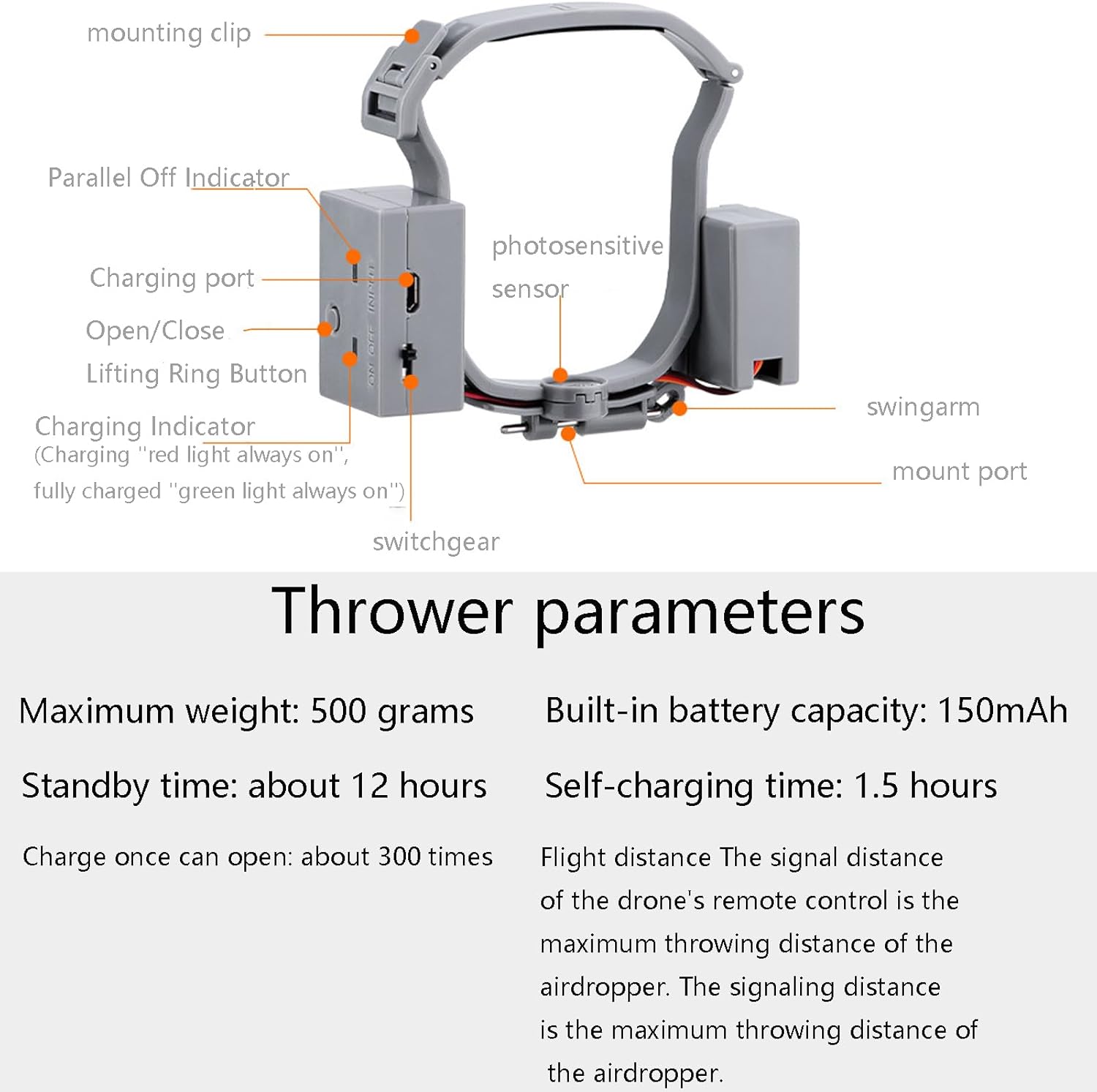 Airdrop System with Landing Gear Compatible with DJI Air 3S/Air 3 Drone Airdrop Device Payload Dropper Release Dropping System Delivery Transport Thrower for DJI Mavic Air 3S for Fishing Line Dropper