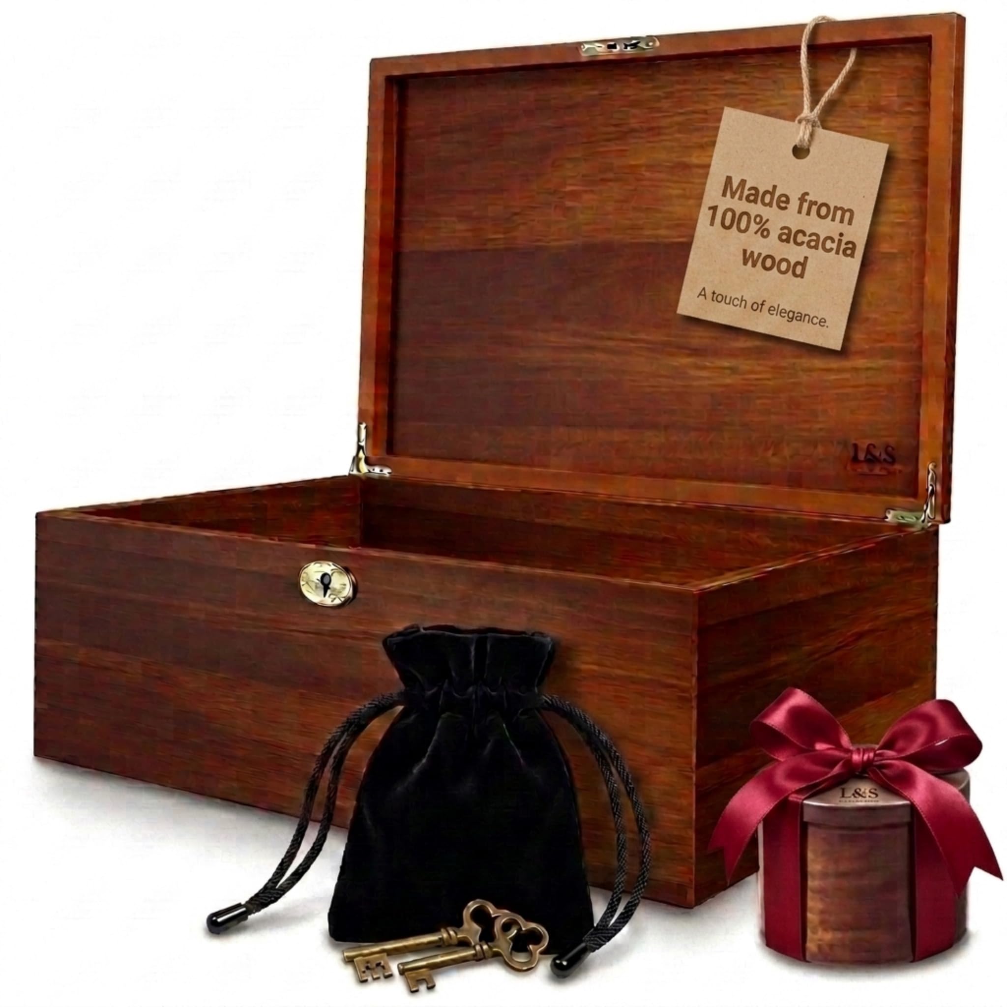 Holzkiste mit Scharnierdeckel, Aufbewahrungsbox aus Holz, Erinnerungsbox, Holzbox, große Holzbox, dekorative Box, dekorative Aufbewahrungsbox, dekorative Aufbewahrungsboxen mit Deckel, Größe 27,9 x