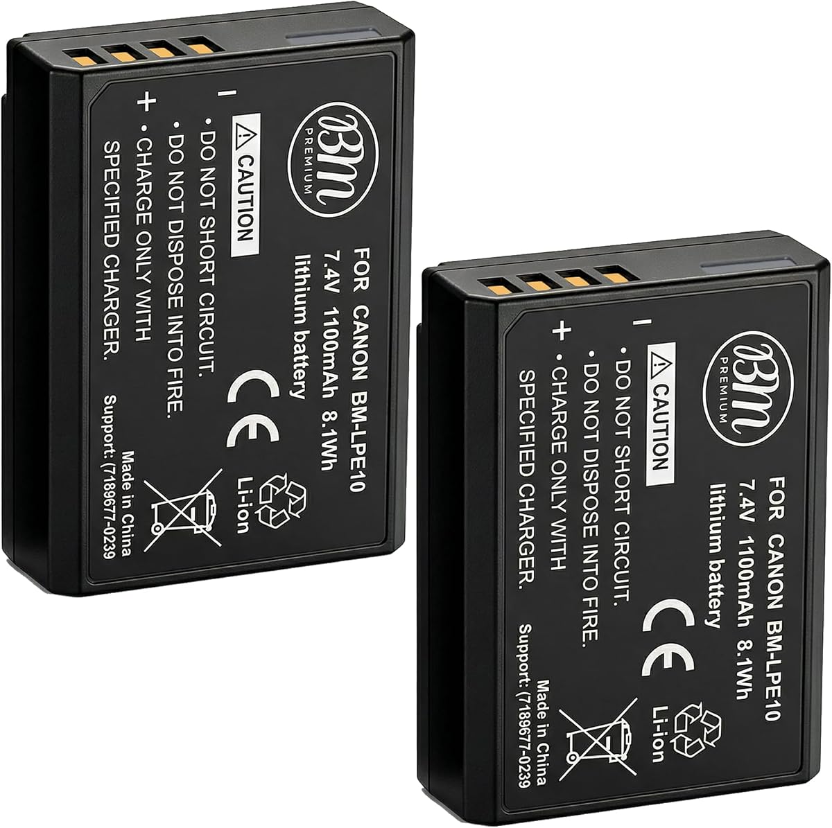 BM Premium 2-Pack of LP-E10 Batteries | Compatible with Canon EOS Rebel T3, T5, T6, T7, T100, Kiss X50/X70, EOS 1100D/1200D/1300D/2000D/4000D Cameras