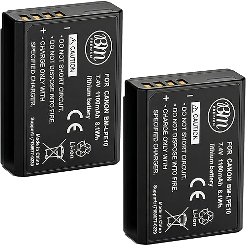 BM Premium 2-Pack of LP-E10 Batteries for Canon EOS Rebel T3, T5, T6, T7, T100, Kiss X50, Kiss X70, EOS 1100D, EOS 1200D, EOS 1300D, EOS 2000D, EOS 4000D Digital Camera