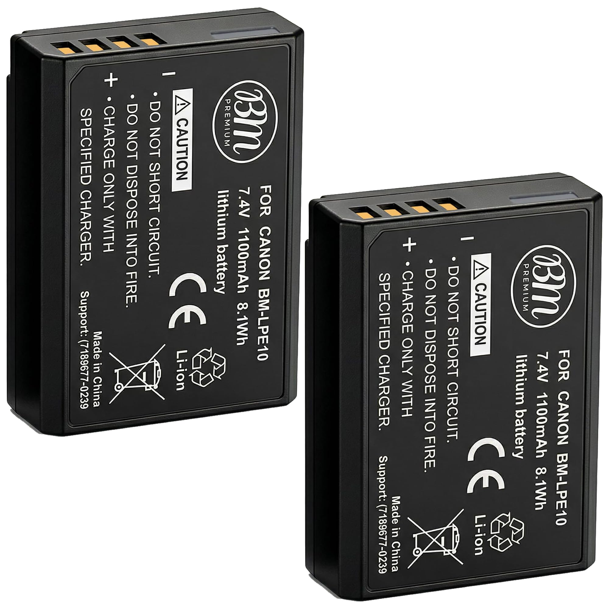 BM Premium 2-Pack of LP-E10 Batteries for Canon EOS Rebel T3, T5, T6, T7, T100, Kiss X50, Kiss X70, EOS 1100D, EOS 1200D, EOS 1300D, EOS 2000D, EOS 4000D Digital Camera