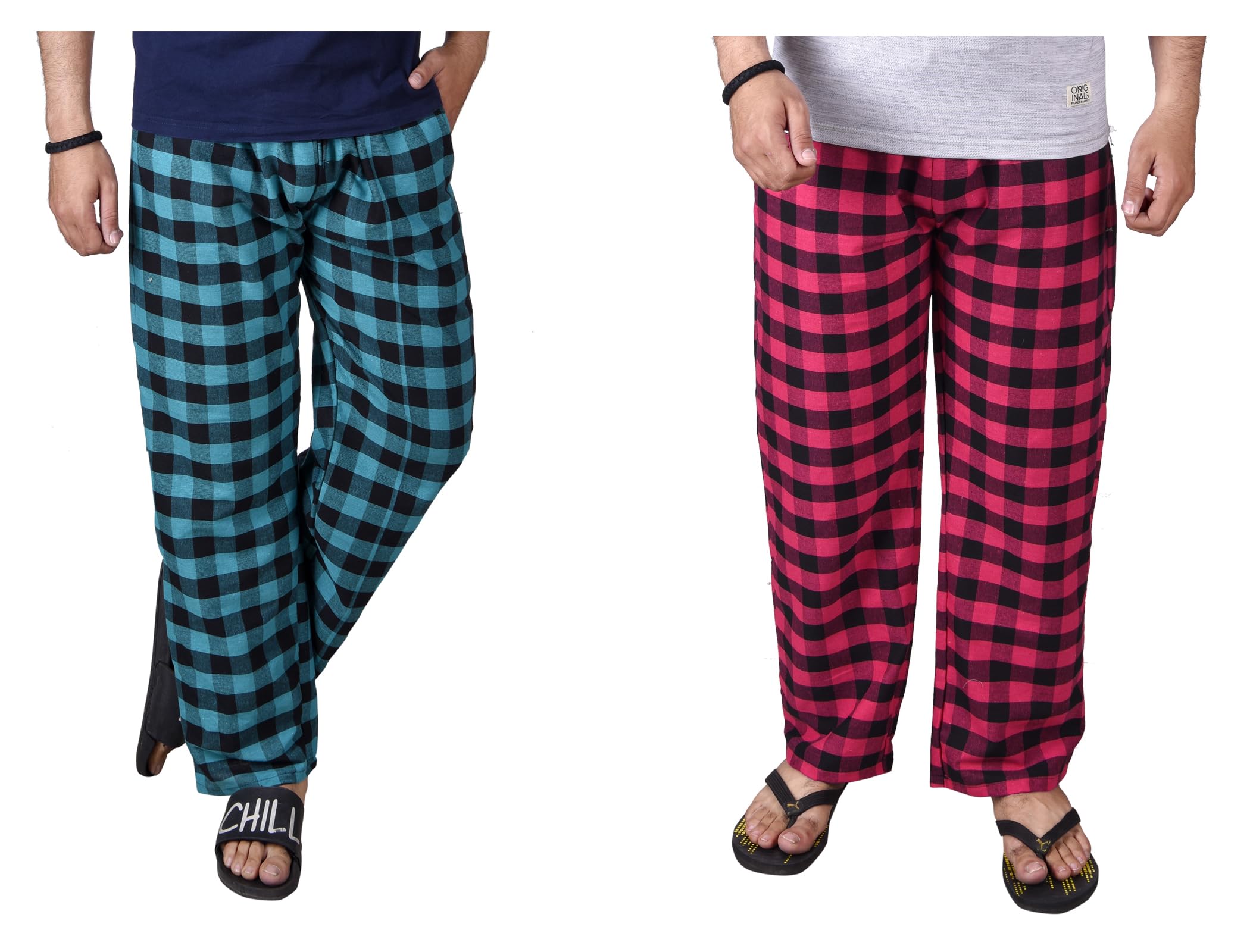 fusfus Men's Cotton Check Pyjama, Pack of 2 (FS413)-picture-46