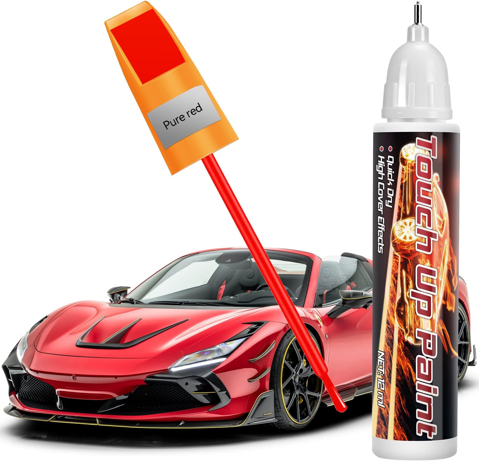 Touch Up Paint for Cars, Automotive Scratch Repair Two-In-On, Strong Covering Power, Easy & Quick to Solution Erase Scratch Repair (red)