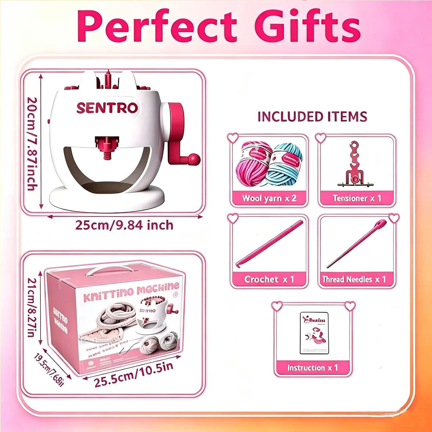 SENTRO 22 Needles Knitting Machine, Automatic Crochet Machine for Beginners