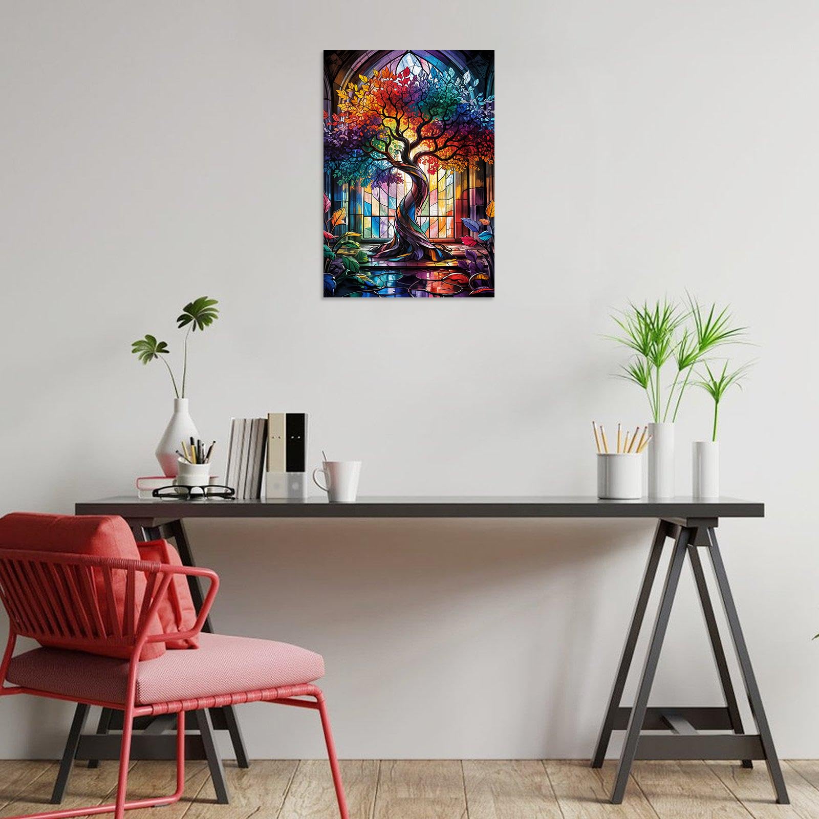 Great Jigsaw Puzzles for Adults 300 Pieces Stained Glass Tree of Life Challenging Puzzles for Adults Gift for Friends Family Home Decoration Puzzle - Image 3