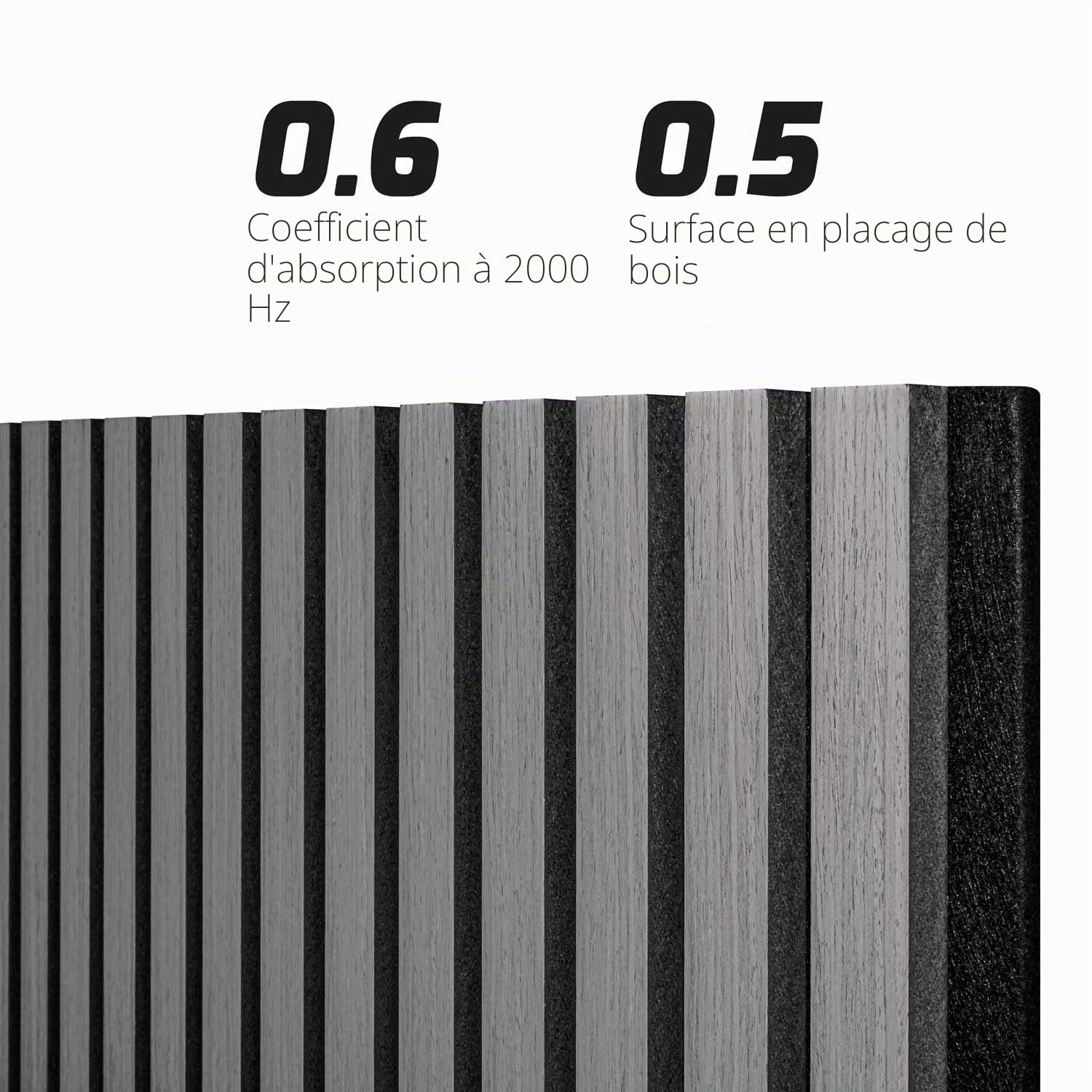 Beethoven Lot de 4 panneaux d'insonorisation décoratifs en bois Gris 150 x 60 cm