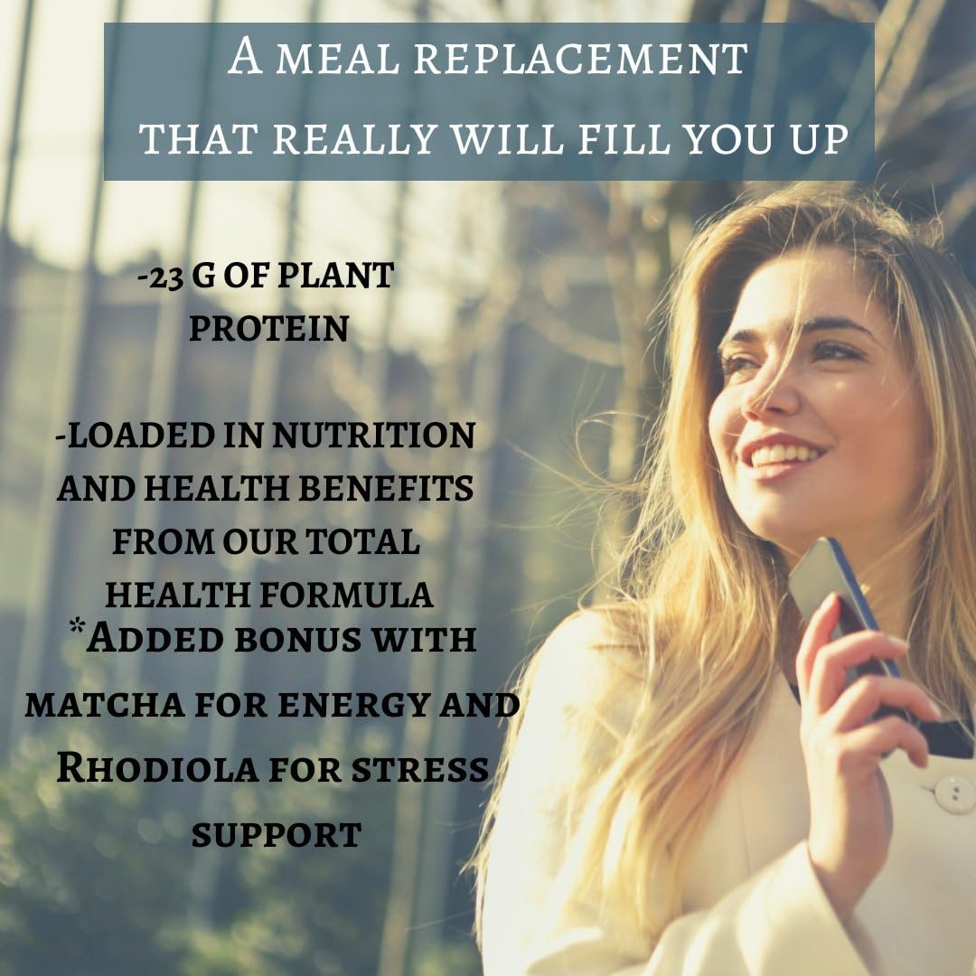 Power Meal Plus Matcha Protein Powder Meal Replacement by balanced greens, Organic, Raw, All-in-one Nutritional Vegan Shake, Gluten Free Chocolate - 24 Servings
