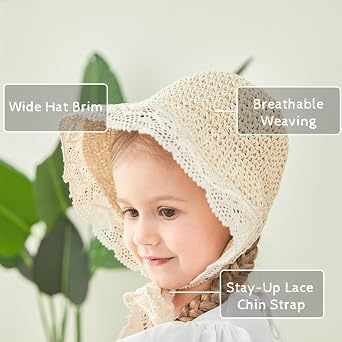 pureborn Baby Toddler Girls Straw Sun Hat Summer Beach Hat