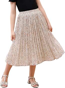 Amazon.com: GORLYA Girls Chiffon Pleated Elastic High Waist