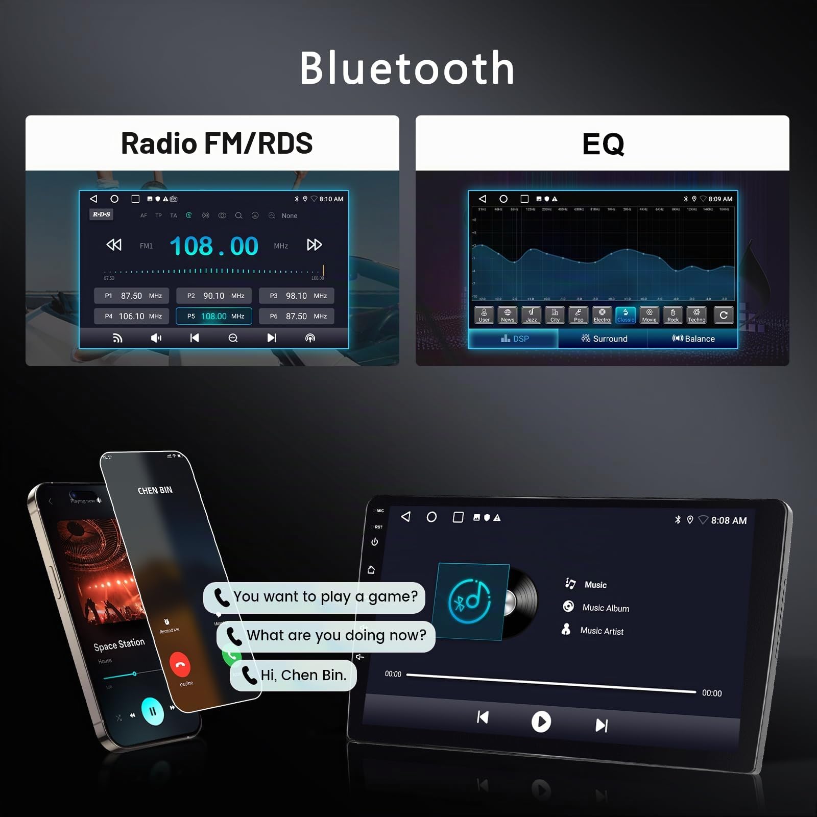 Hodozzy 2G 64GB Android Autoradio per Peugeot 208/2008 2012-2018 Stereo Wireless Carplay Android Auto Mirror Link 10,1 Pollici Touch Screen GPS WiFi, Bluetooth FM/RDS, SWC EQ, 2 Din Radio per Peugeot