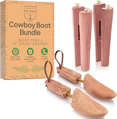 HOUNDSBAY Cowboy Boot Trees, Cedar Western Boot Tree for Men & Women, Shoe Tree for Boots, Boot Stretcher & Shaper