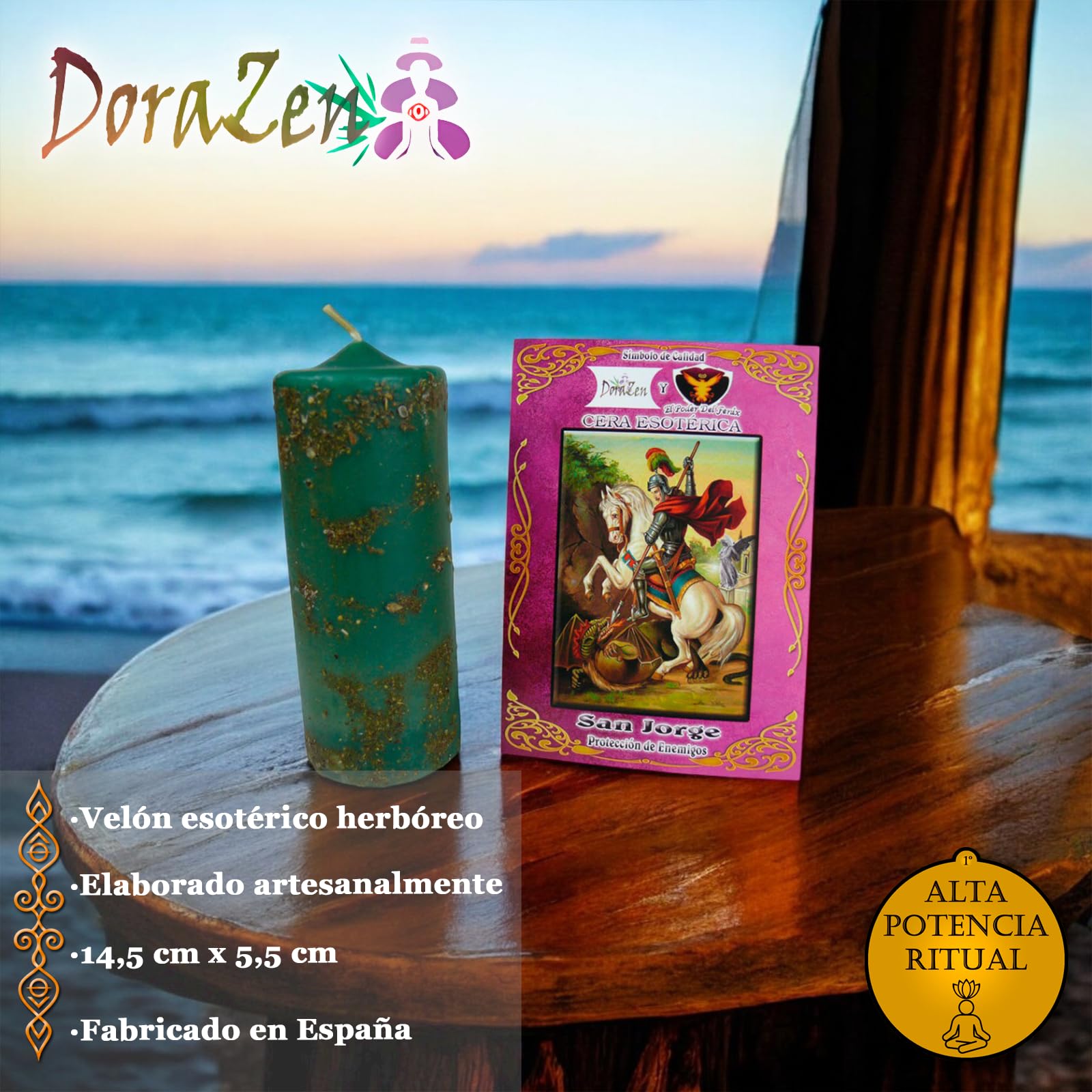 Velón Herboreo San Jorge para protección de enemigos - Ritual sagrado para resguardar tu energía y vencer a tus adversarios - Las Velas de Mariano