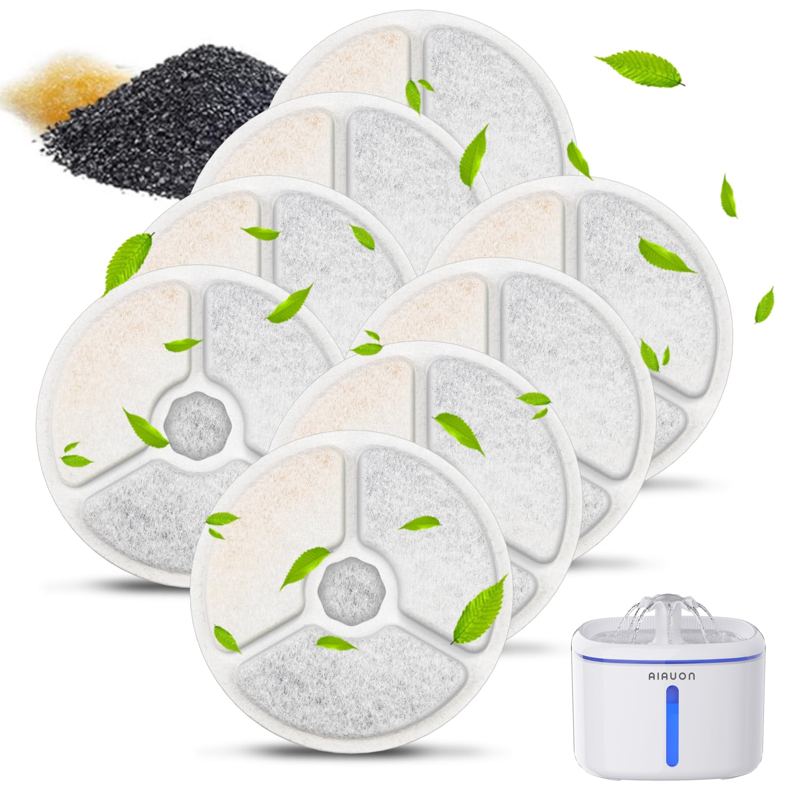 8 Pack Cat Fountain Filters Pet Water Fountain Replacement Filters for 84oz 2 5L Cat Water Fountain