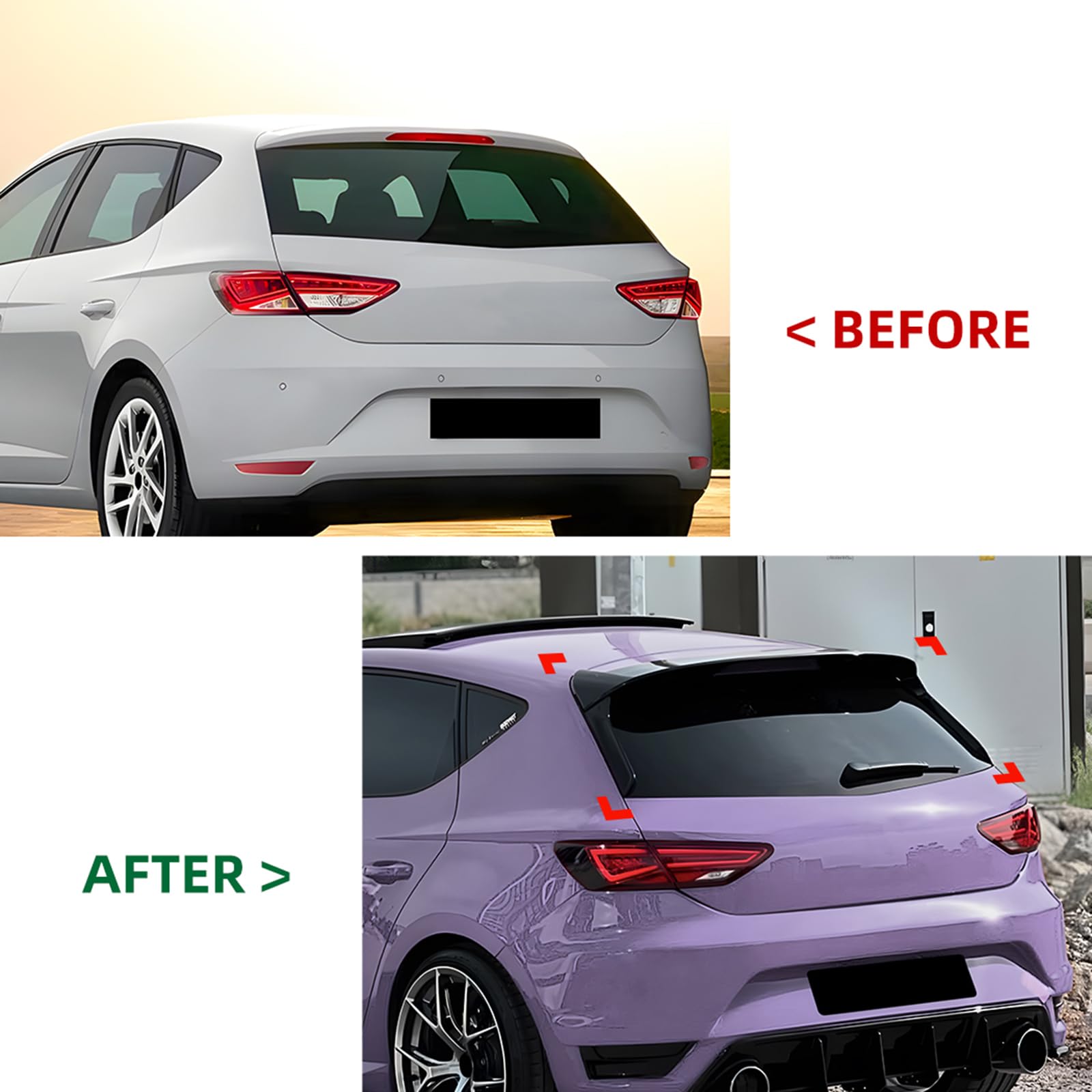 Alerón Spoiler Ala de Maletero Techo Trasero Divisor Lateral Trim Para SEAT Leon MK3 2013-2019 Negro