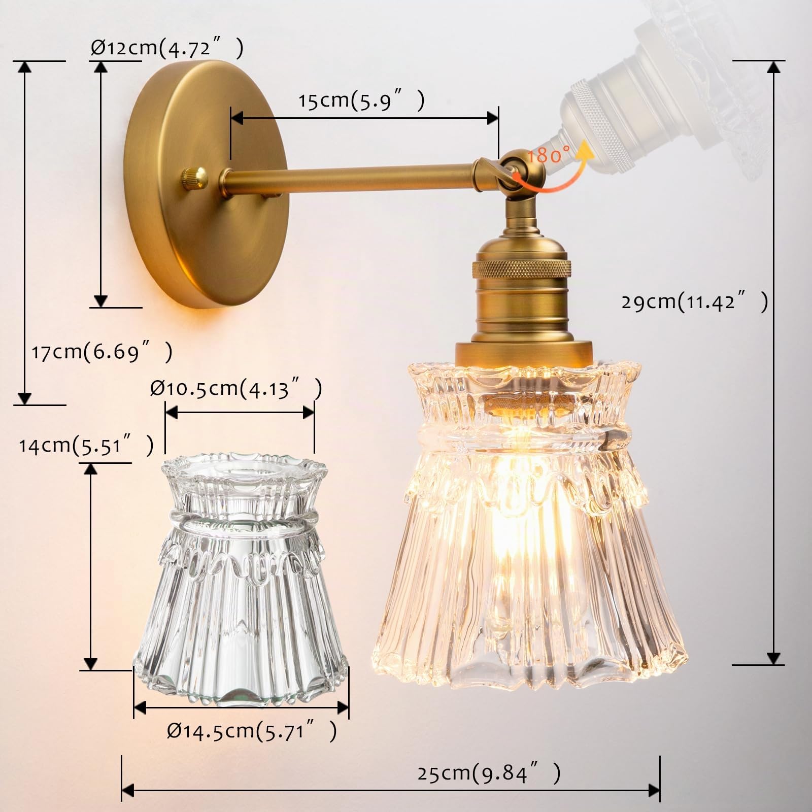 Pathson Vintage Industriel Applique Murale E27 Luminaires Intérieur