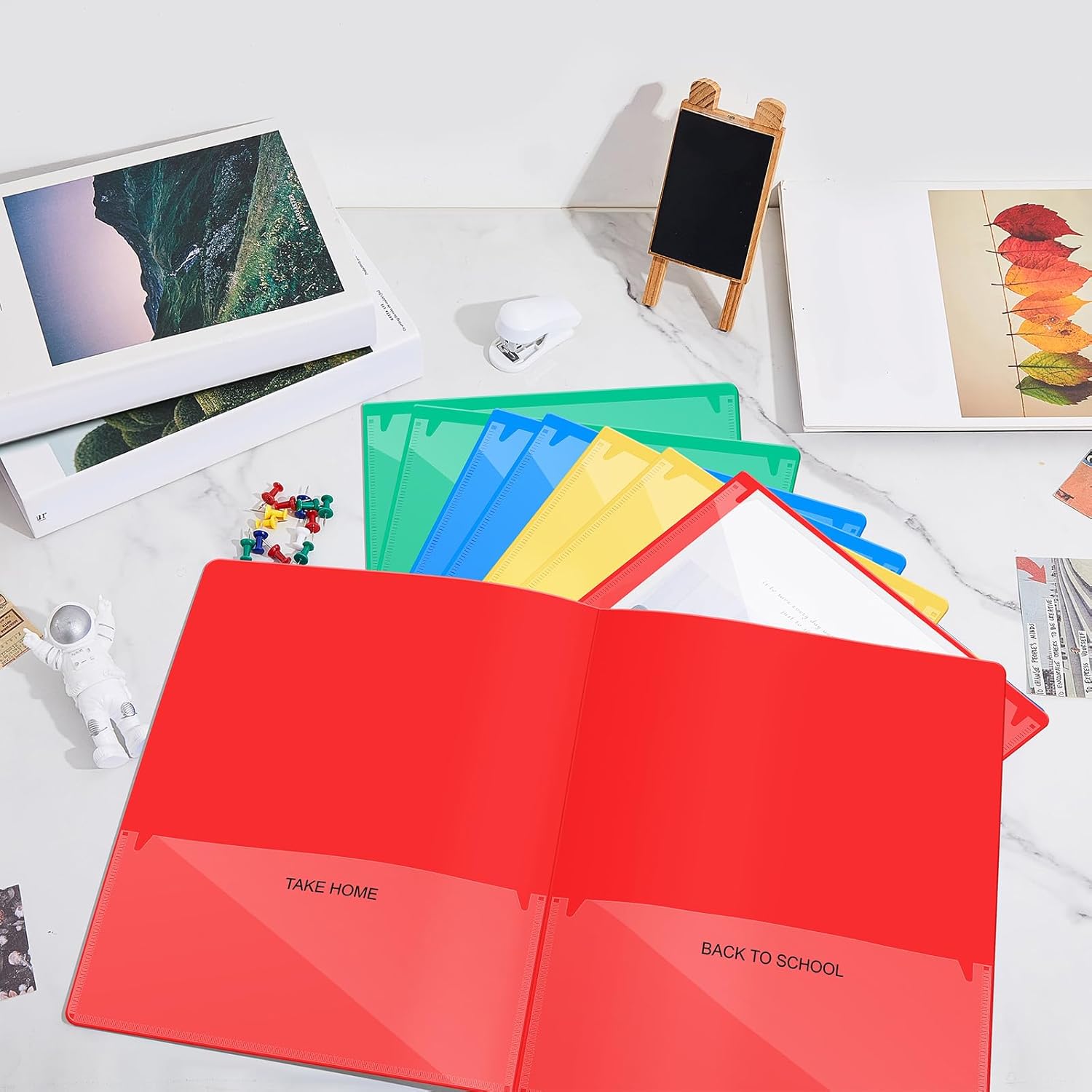 Henoyso 24 Pcs Folders with Pocket School to Home Folder Heavy Duty 2 Pocket Homework Folders with Clear Front Pockets for School Students Parent Teacher Communication (Red,Yellow,Blue,Green)