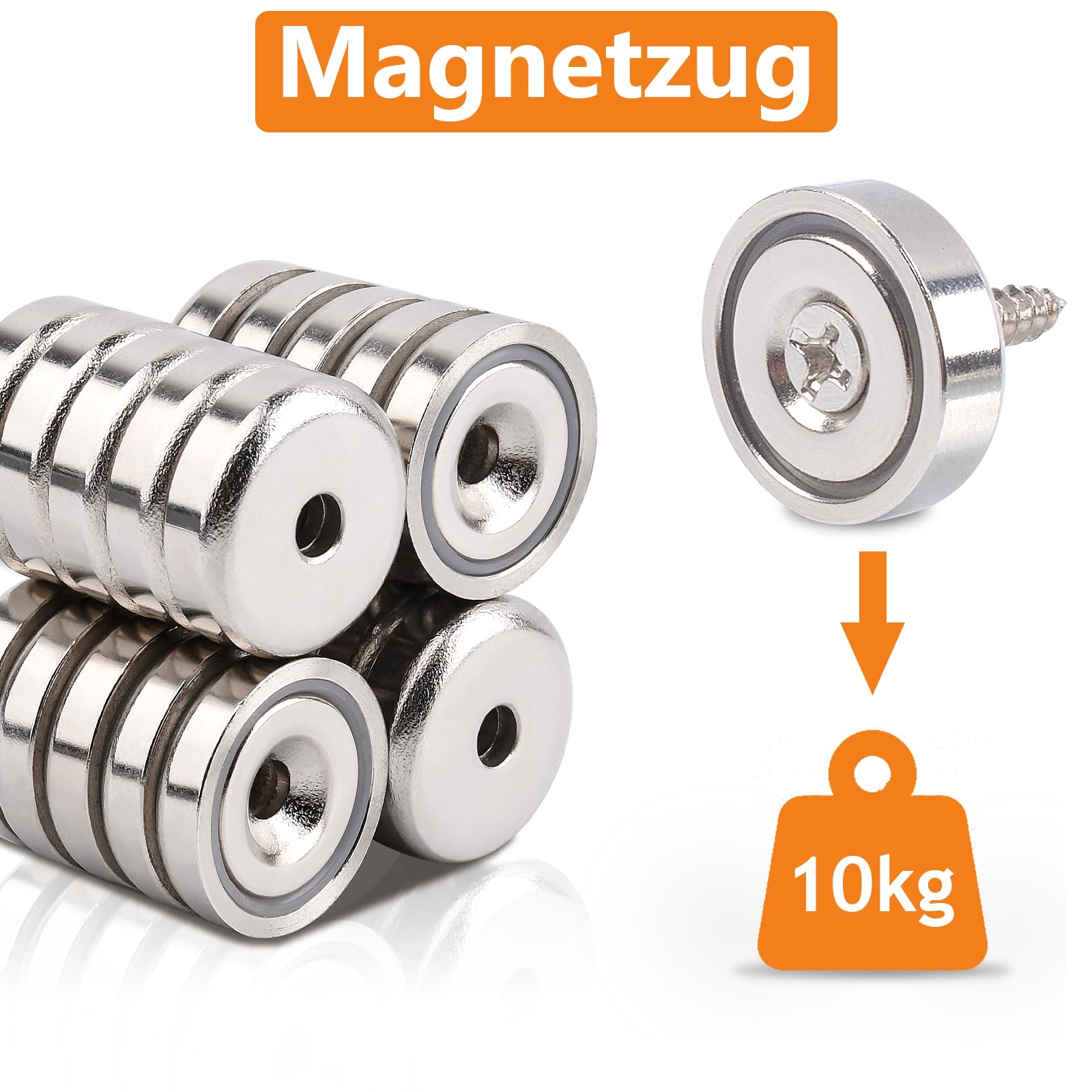 Lot de 20 aimants en néodyme extra puissants de 20 mm avec capsule - Avec vis et coussin en acier - Pour cuisine