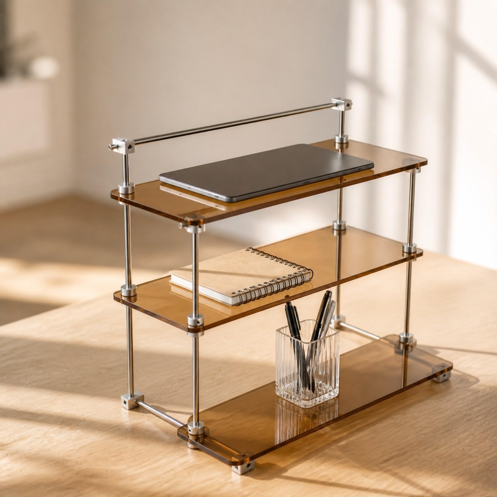 Yajuyi 3 Niveles Estable | Multiusos, Resisn, Organizador Mesa con borde, para Escritorio, Transparente