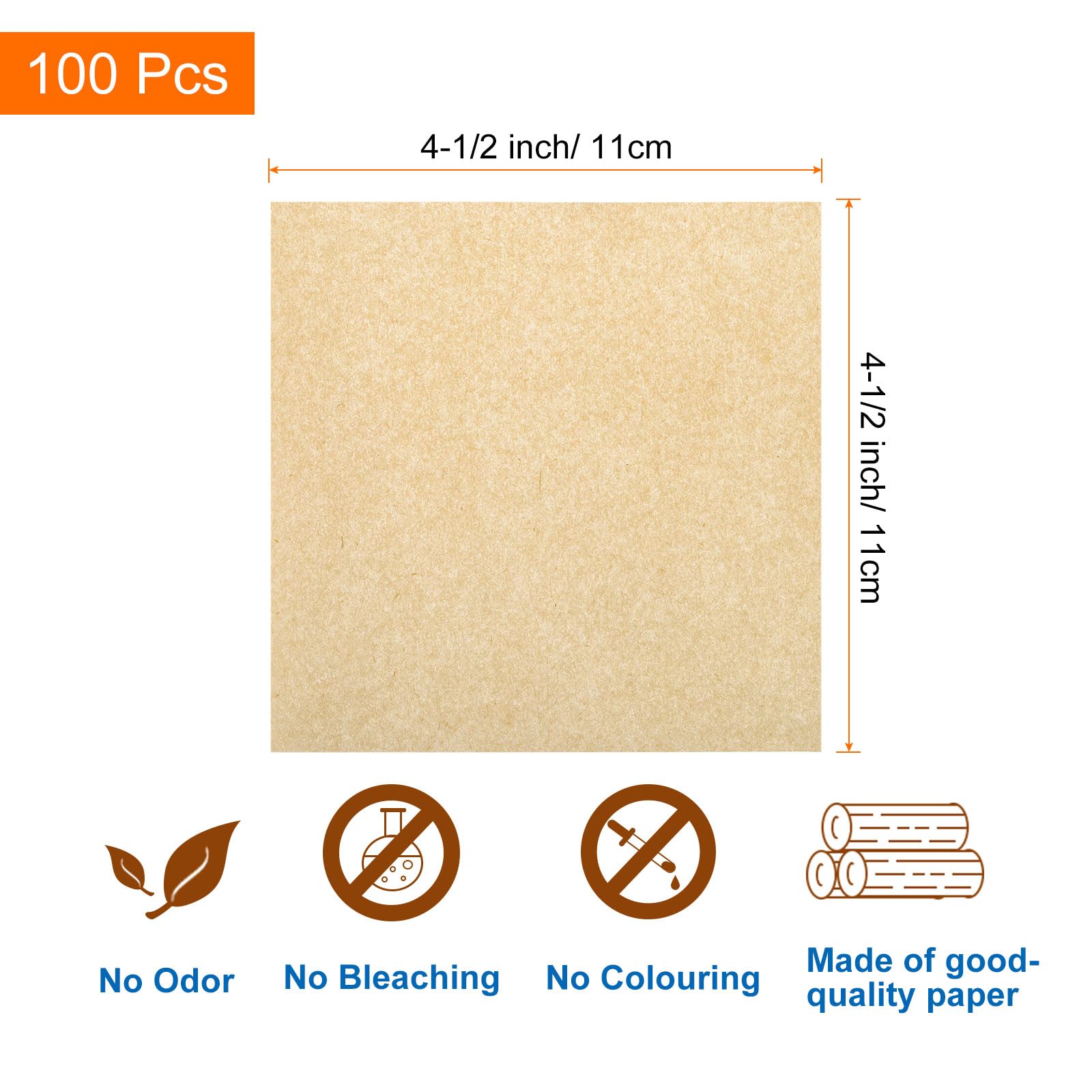 uxcell 100Pcs Air Fryer Parchment Paper, 4-1/2 Inch Square Air Fryer Liner, Non-Stick Steamer Liners for Oven Microwave - Image 2