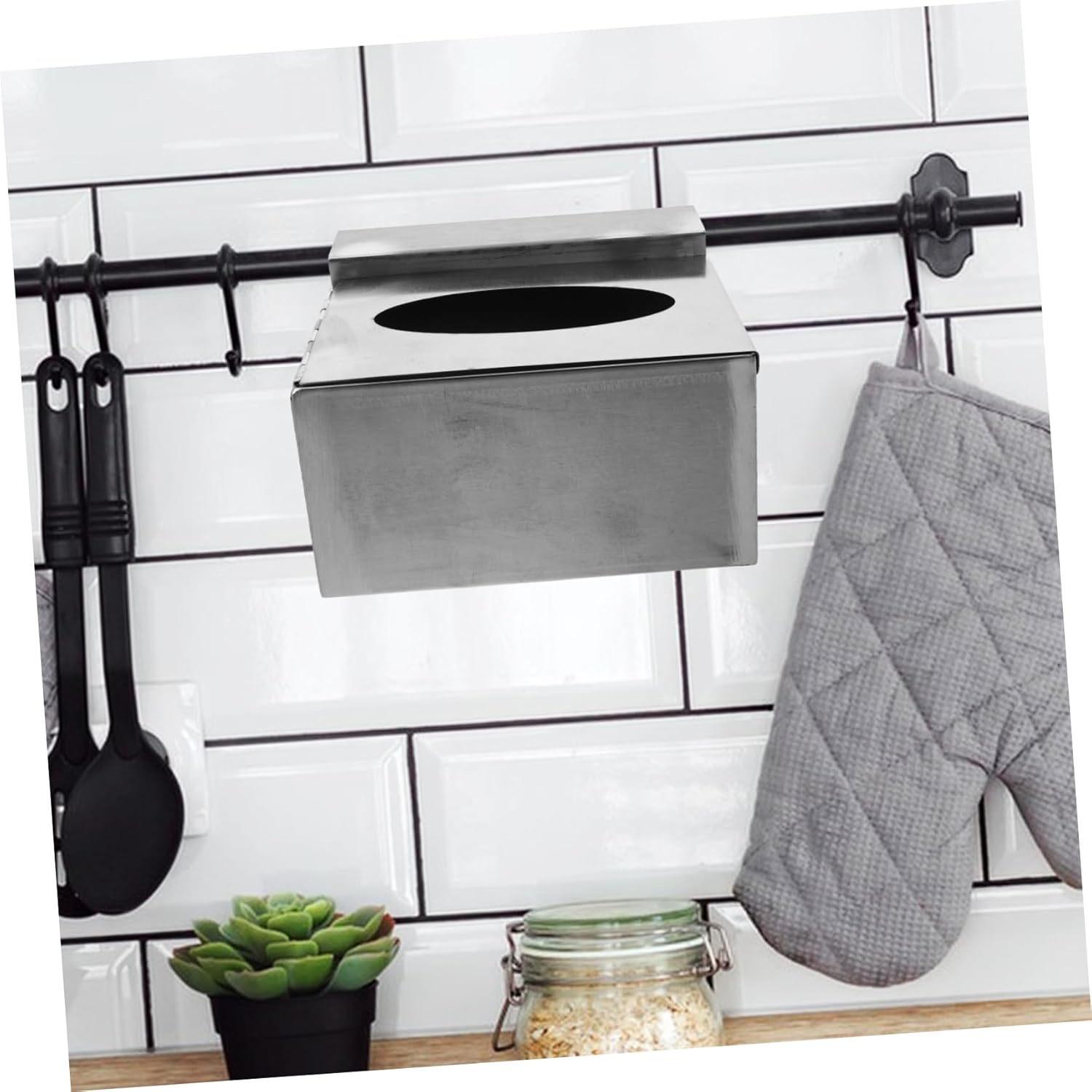 Mikinona Wall Mounted Stainless Steel Glove Box Holder for and Hospital Use Heavy Duty Dispenser Quick for Organized Workspace