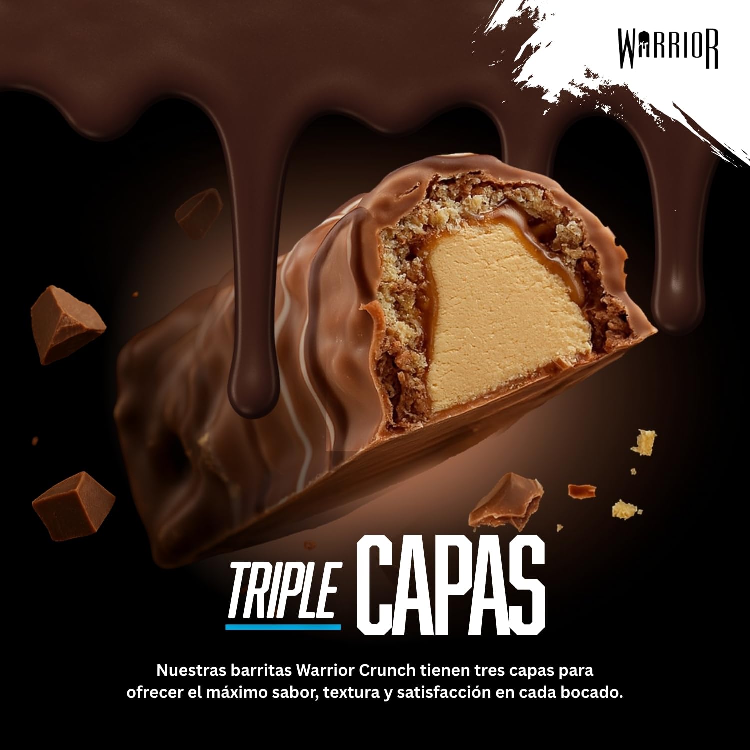 Barritas ricas en proteínas Warrior Crunch 20 g - Barritas bajas en azúcar/carbohidratos - Pack de 12 x 64 g (Masa de galletas con pepitas de chocolate)