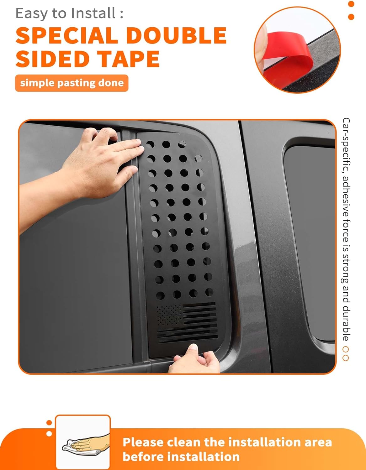 Savadicar American Flag Rear Window Decorative Trim Cover for Jeep Wrangler JL JLU 4xe & Gladiator JT 2018-Present – Stylish Exterior Decoration, Quick Upgrade Accessory