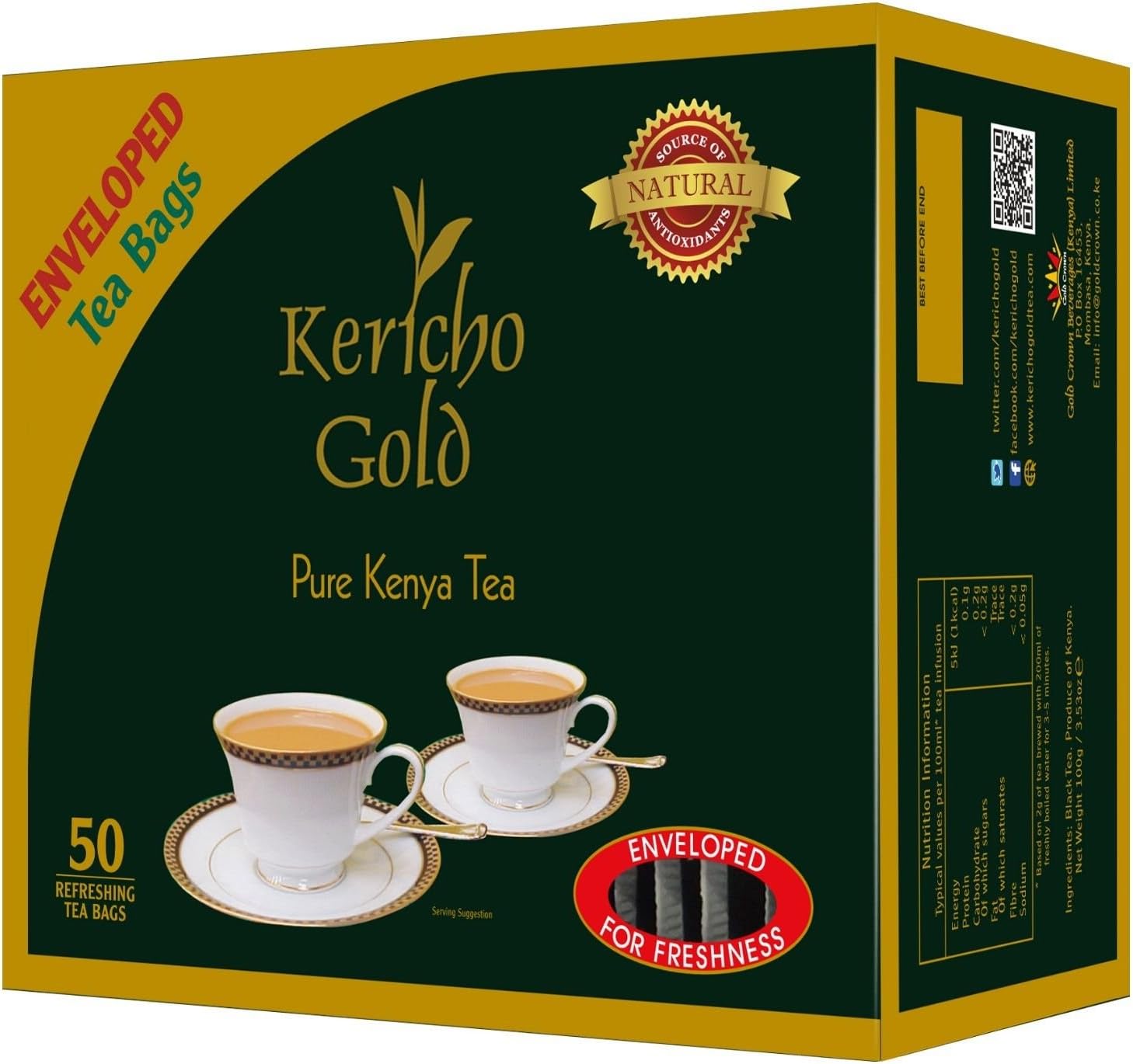 JACKIELYNA'S Finest Kenyan Kericho Gold Foil Enveloped Tea