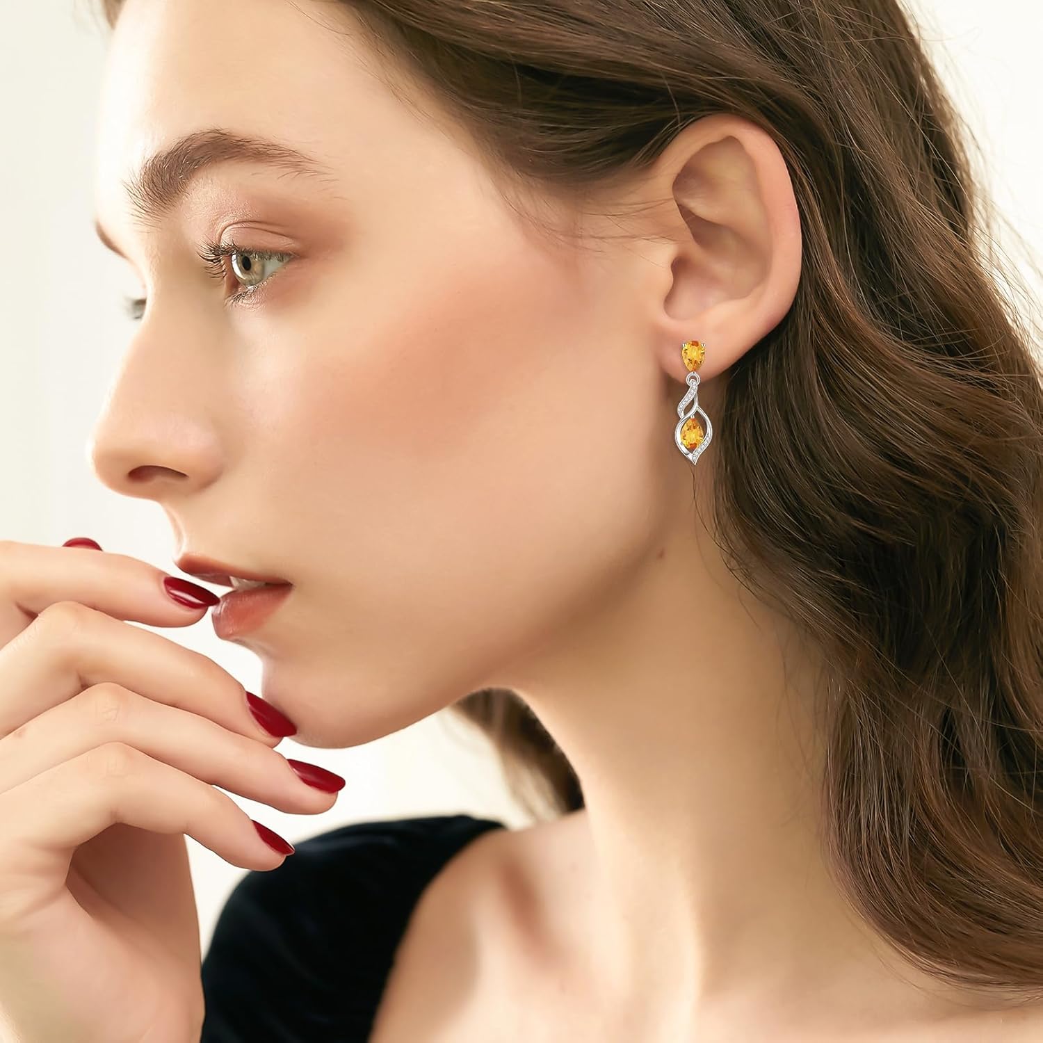 FANCIME Gift for Women Birthstone Earrings for Her Teardrop Birthstone Earrings S925 Sterling Silver infinity Love Birthday Gifts for Mom Women - Image 3