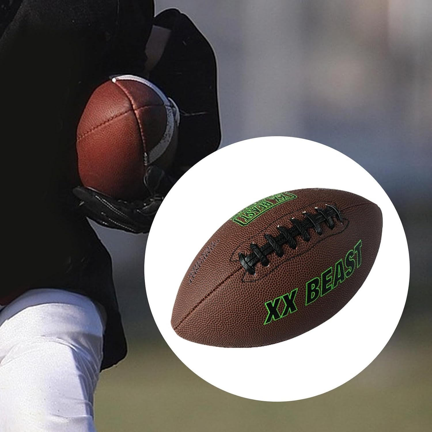 Rugby Ball American Football Wear Resistant Nonslip Sports Ball for Game Team Training Graduation Halloween Family Friends- Size 3