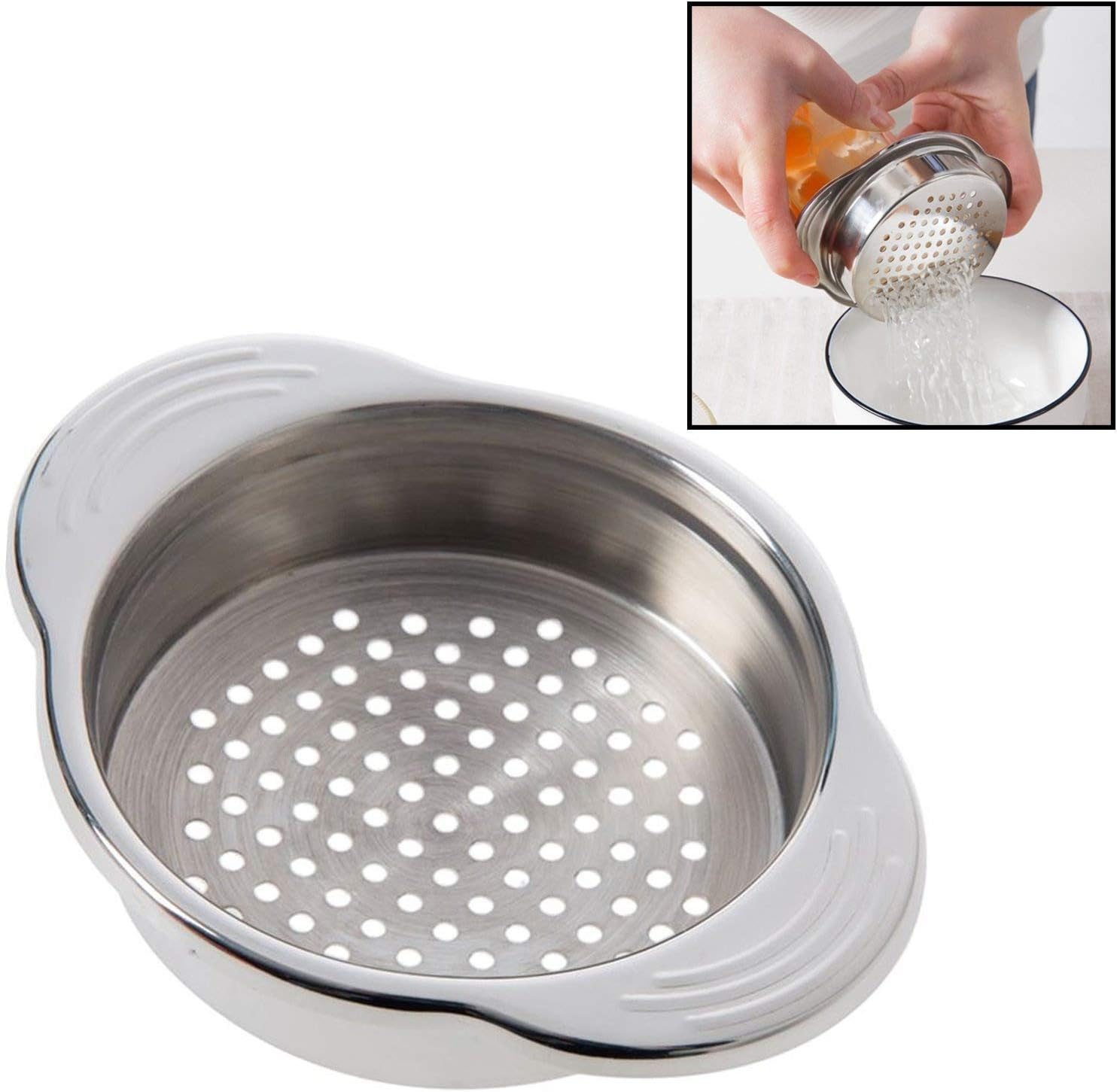 Stainless Steel Food Can Strainer Sieve Tuna Press Lid Oil Drainer Remover, Unique No-Mess Dishwasher Safe Design