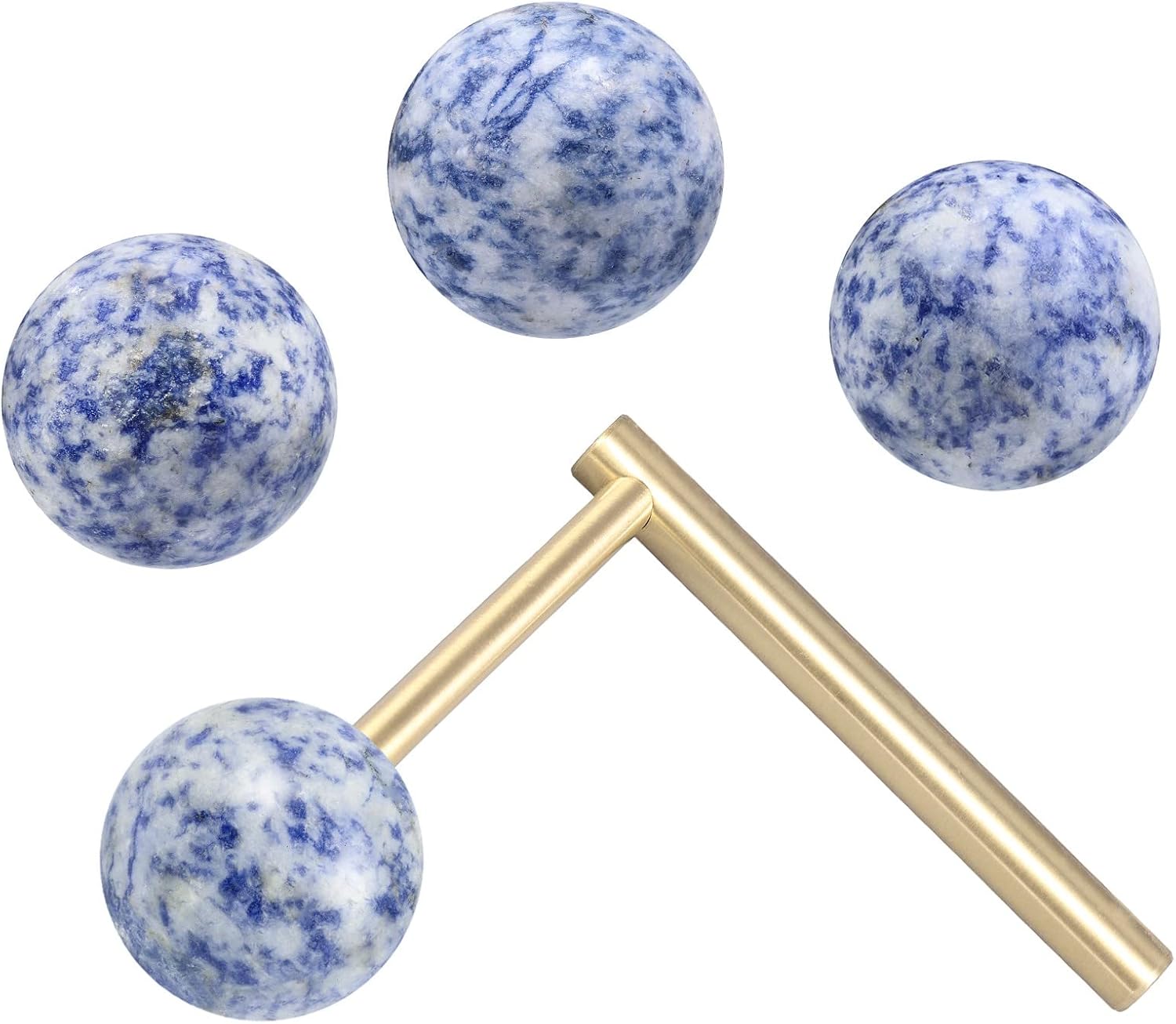 SUNYIK 2PCS Sphere Crystal Stone L-Shaped Curtain Holdbacks for Wall, Polished Round Stone Curtain Tieback Hooks for Drapes Curtain Holder for Home Office Decor, Sodalite