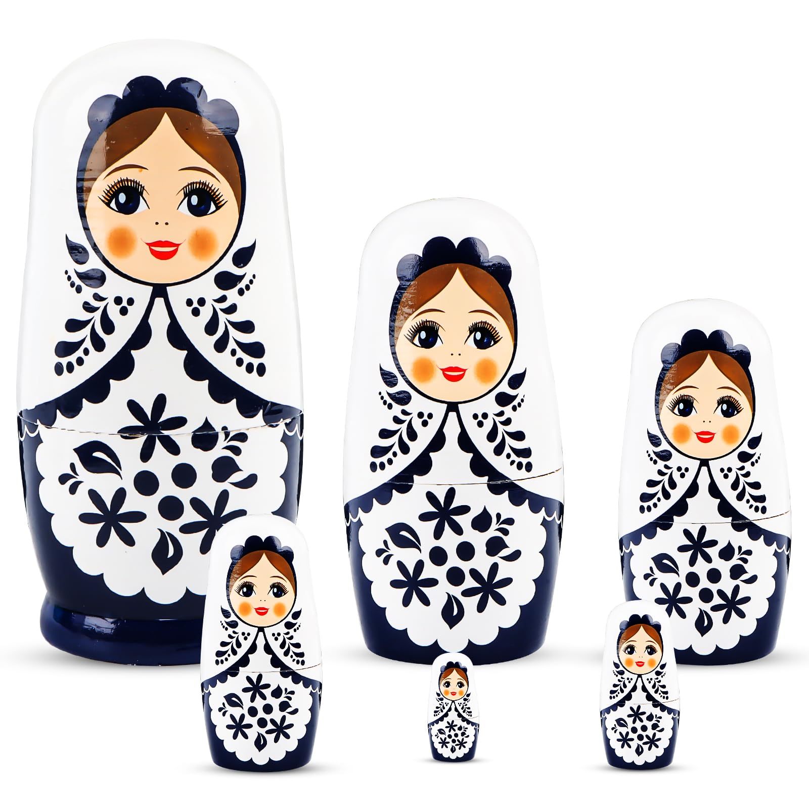 Matriochka Russe pour Les Enfants 6 pièces,Bois Six Couches Fille Russe nid poupée, matriochka Figures empiler des poupées de Jouets Cadeau pour Les Anniversaire