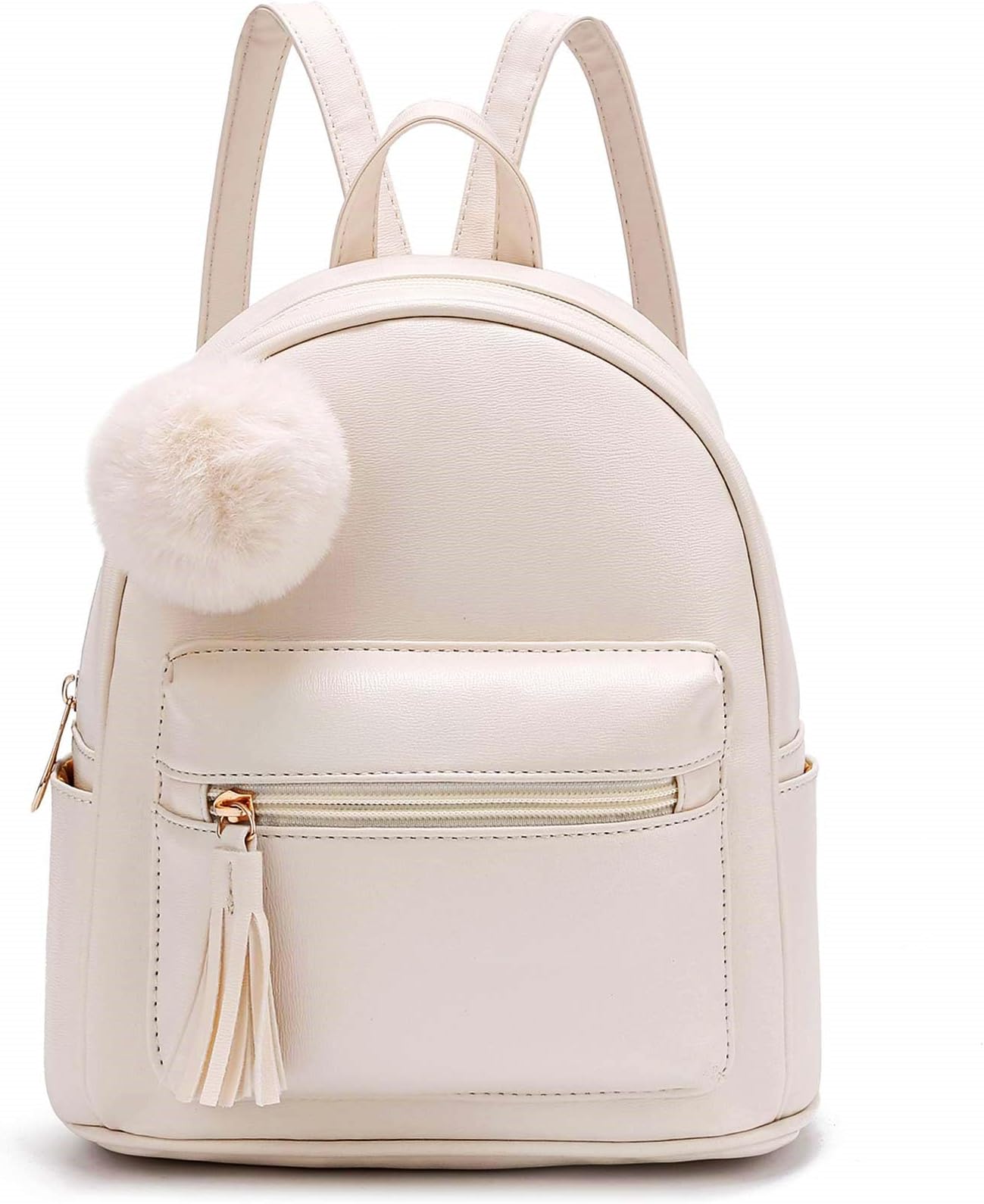 IHAYNER Mini Backpack Purse for Girls Teens Women Purses PU Leather Pom Backpack Shoulder Bag with Charm Tassel