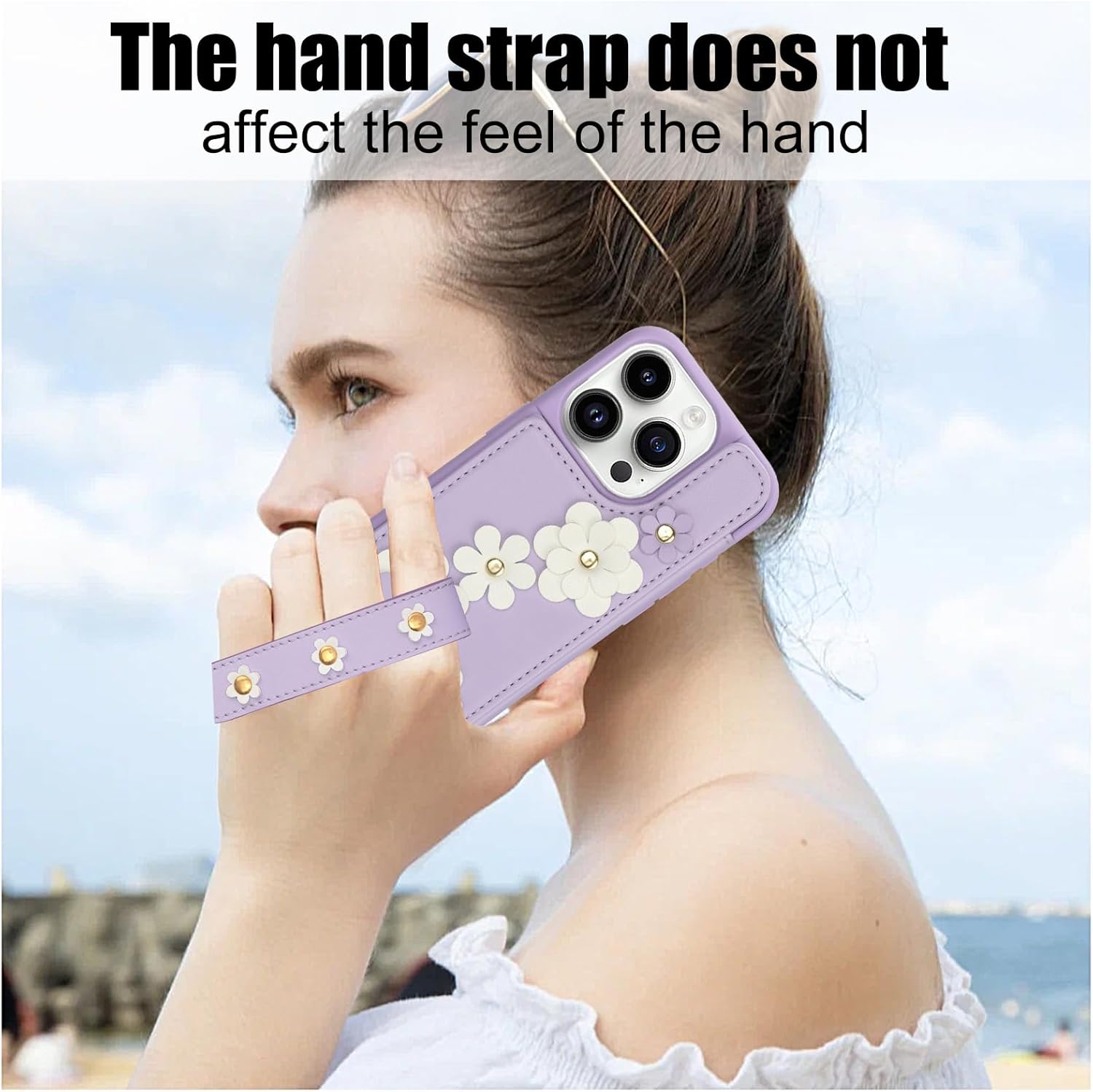 Asuwish Phone Case for iPhone 14 Pro 6.1 inch Wallet Cover with Tempered Glass Screen Protector Card Holder Slot Crossbody Strap Flower Cell iPhone14Pro 5G i i-Phone i14 iPhone14 4 14Pro Women Purple