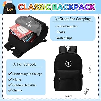 Gilprop 52 Pcs Middle and High School Supplies Kit with Backpack,Black