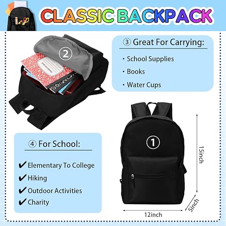 Gilprop 52 Pcs Middle and High School Supplies Kit with Backpack, Back to School Supplies Bag Set College Bundle Essential Stuff Bulk Stapler Notebook Calculator for Senior Student Teen(Black)