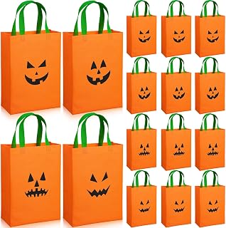 36 Pack Halloween Pumpkin Gift Bags Non Woven Reusable Pumpkin Trick or ...