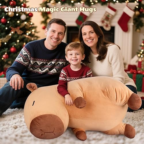 Miniatura 6 de Capybara - Peluche gigante de 30 pulgadas, peluche gigante de Capibara, almohada gigante para aliviar el estrés y ayudar al sueño, enorme regalo de