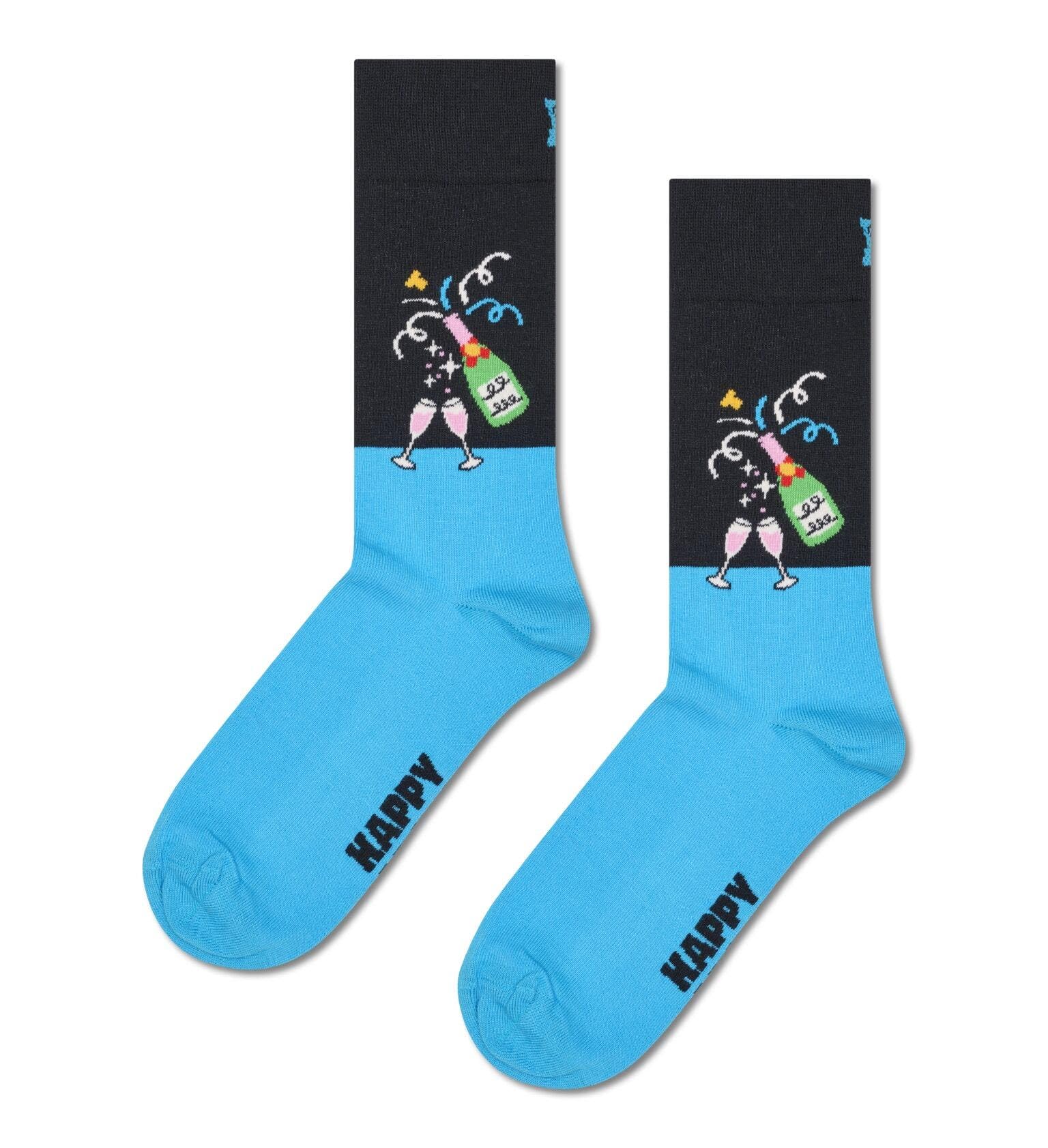 Zestaw prezentowy Happy Socks 3-pak na uroczystości, bawełniane skarpetki unisex, czarne, 36-40