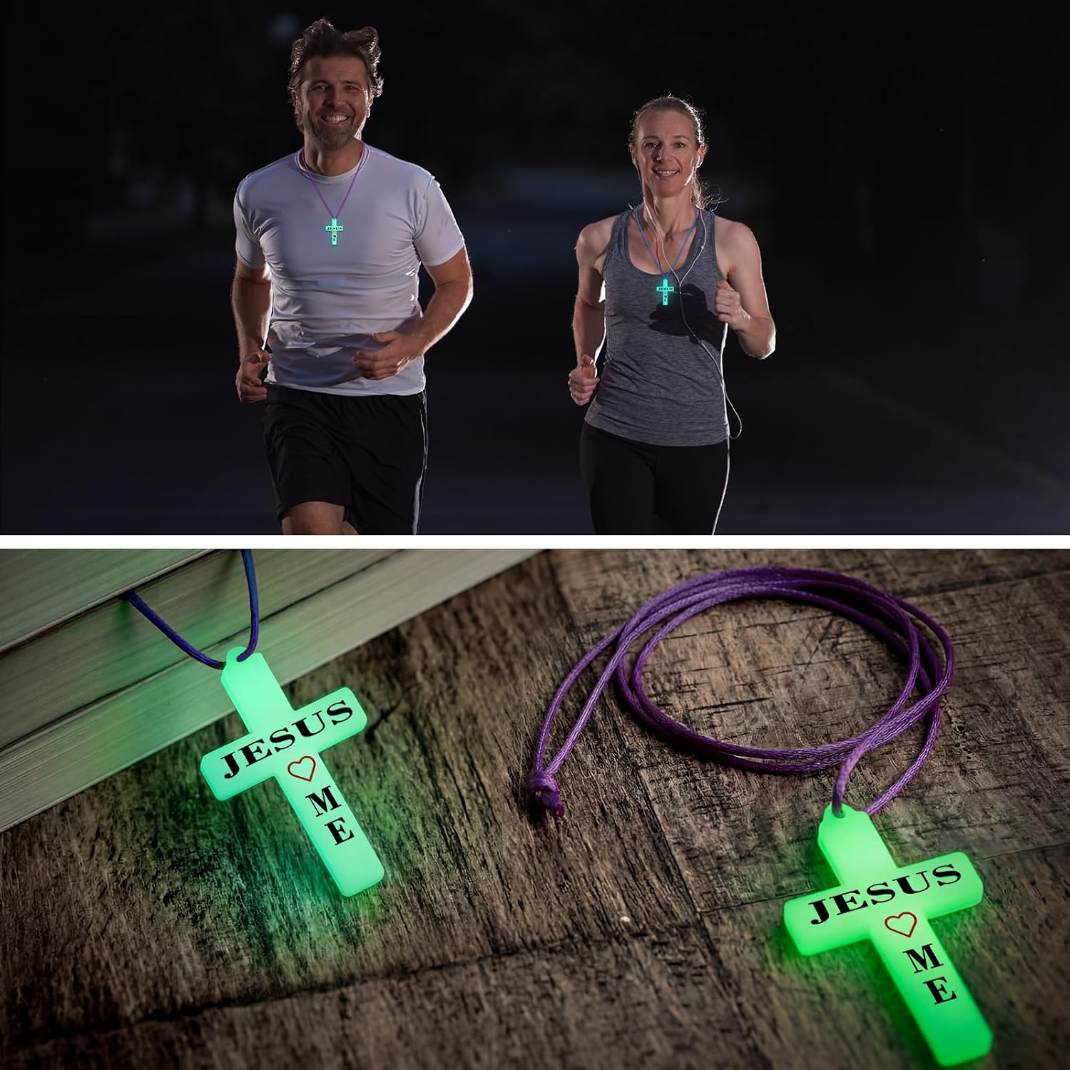 Tondiamo 30 Set VBS 2026 Glow in The Dark Cross Necklace Bulk Illumination Gift Jesus Light up Cross Necklace Religious Christian Gift Birthday Party Favor for Church