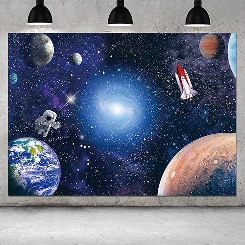 Miniatura 8 de Fondo de fotografía de astronauta espacial de 7 x 5 pies, galaxias cósmicas, estrellas, regalo para recién nacidos, fondo de fotografía, fondo para