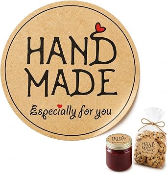 Handmade Kraft Packaging Stickers 120 PCS 1.6 Inch Round
