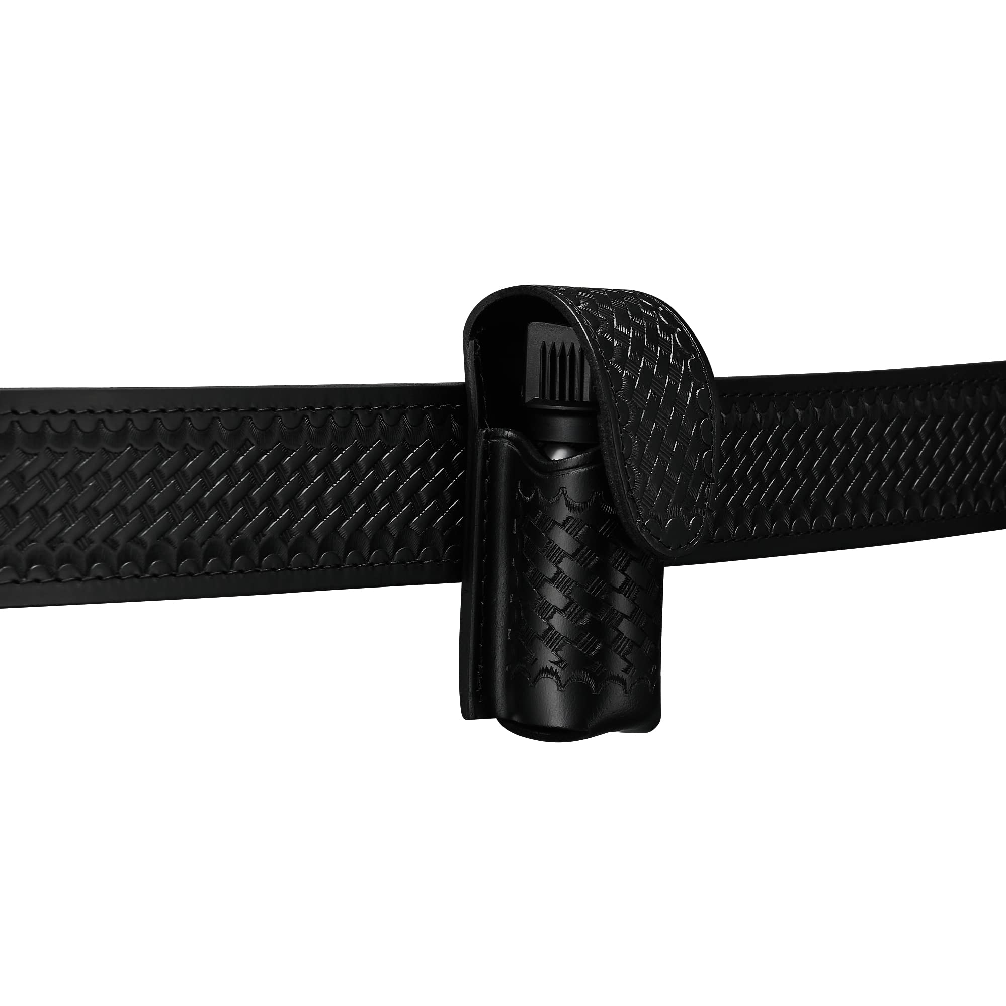Mace Pepper Spray Holder Black Leather Hidden Snap Basketweave Belt Pouch MK III, adatto fino a 56,7 g