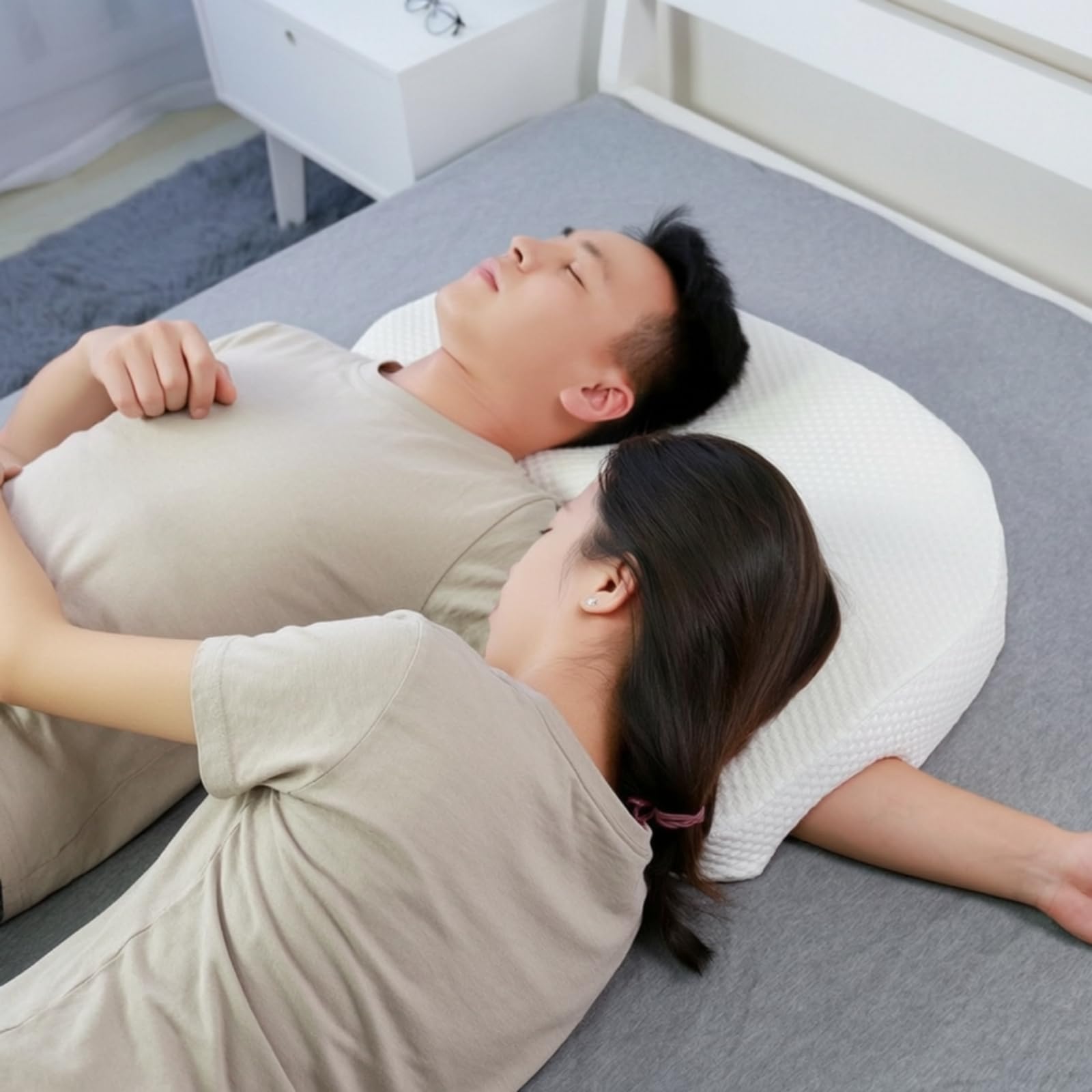 Contorneada en Forma L Ergonómica Espuma Viscoelástica con Funda Algodón Ave para Adultos, Parejas, Dormitorio,