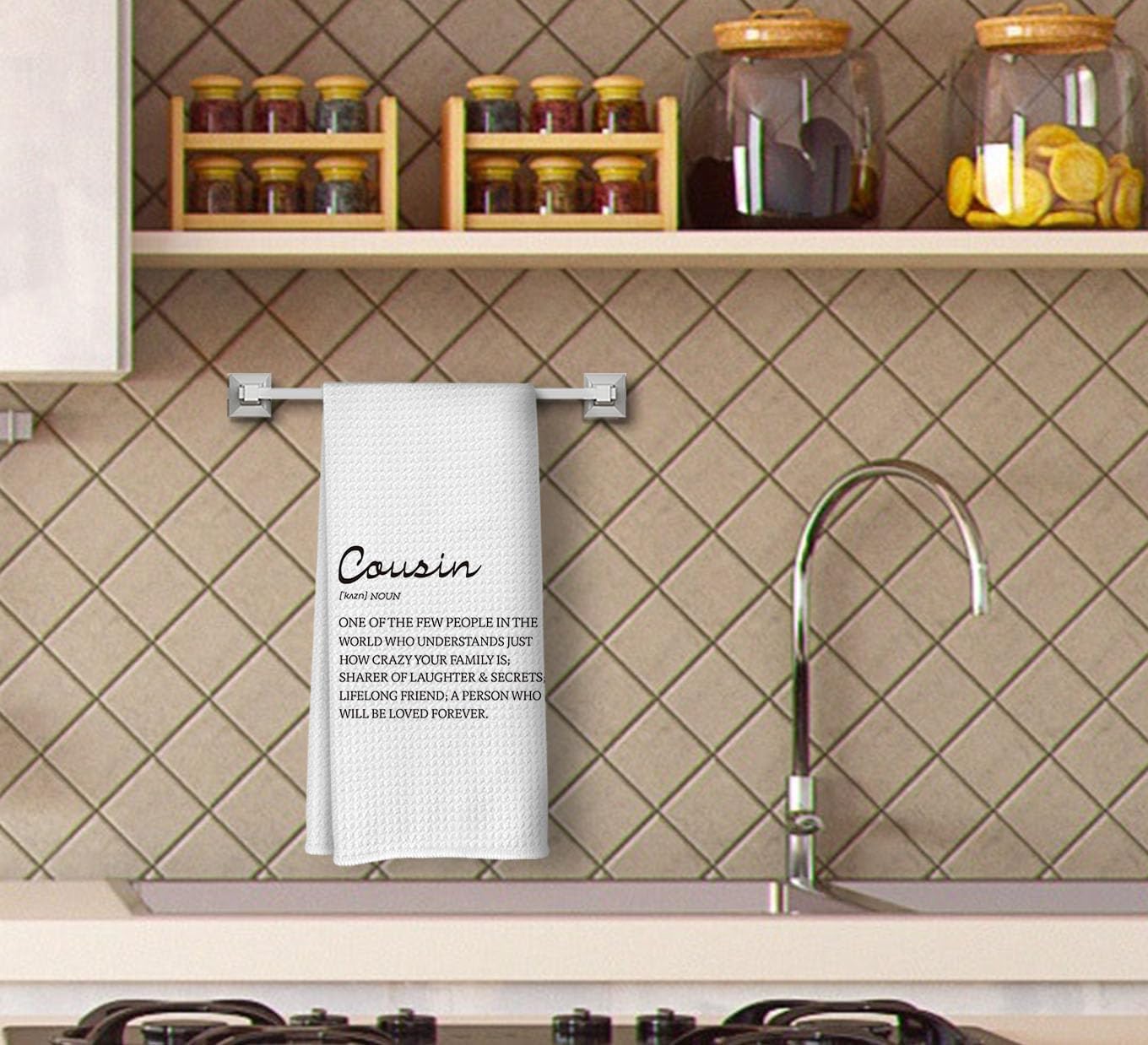 Cousin Definition Kitchen Towels, Cousin Gifts Hand Towels, Cousins Gifts for CousinFemale Bathroom Kitchen Decor, Inspirational CousinsGift from CousinDish Towels Tea Towelsfor Kitchen - Image 3