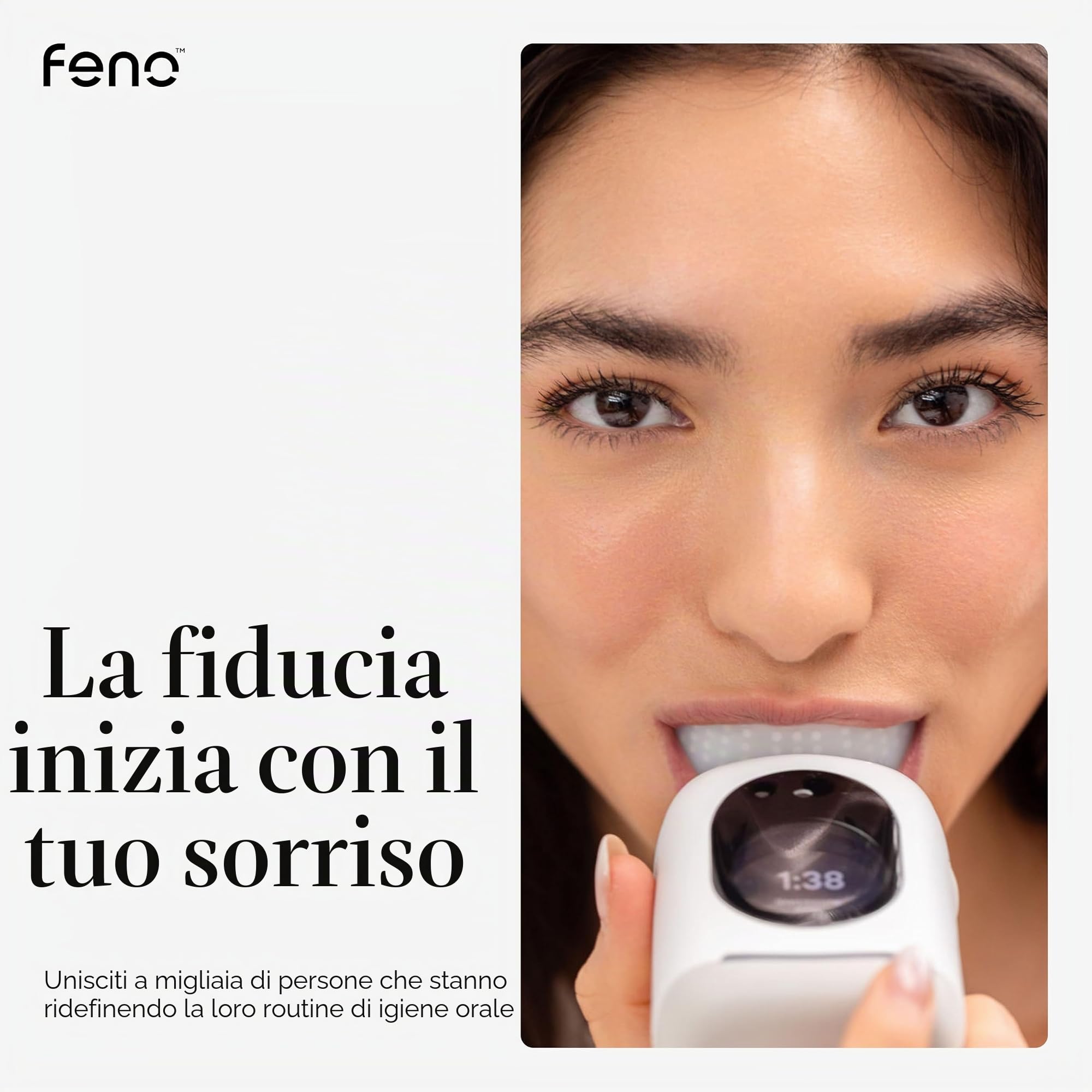 Feno Smartbrush Founders Edition Plus - Spazzolino elettrico alimentato dall'intelligenza artificiale con bocchino personalizzato, dentifricio in schiuma (3 tubi), raschietto per lingua e abbonamento