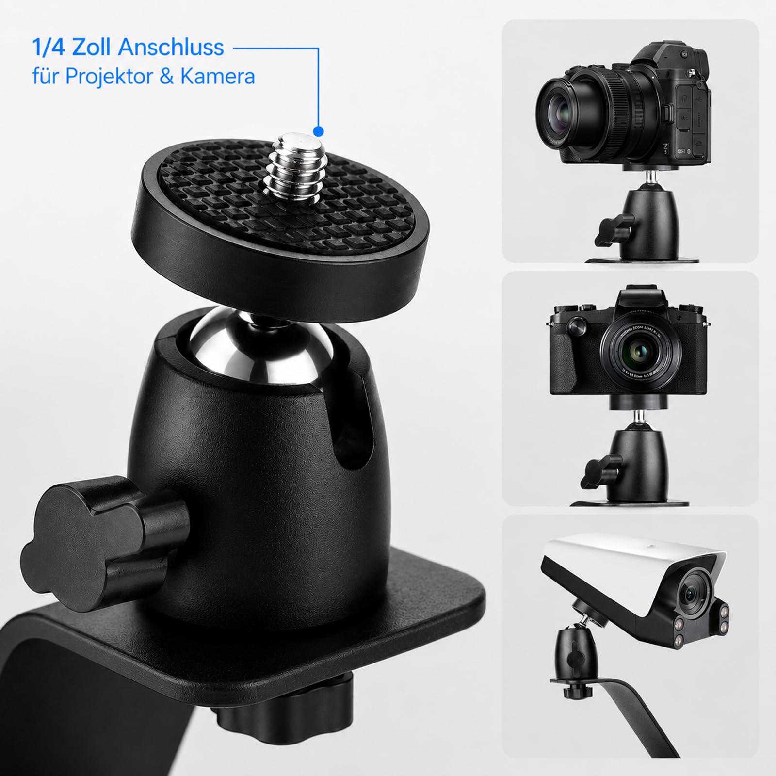 Desktop Projektorständer, Beamer Ständer 360° Drehbar Tisch Beamer Ständer mit 1/4-Zoll-Schraubschnittstelle Projektor Halterung für Mini-Projektoren Kamera Monitor (B)