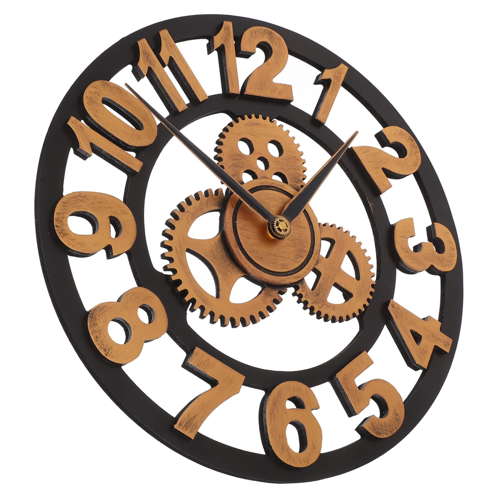 Cabilock Horloge Murale Industrielle Silencieuse Rouages Décoratifs en Bois, Résistante à l'usure pour Décoration de Bureau ou Maison Moderne